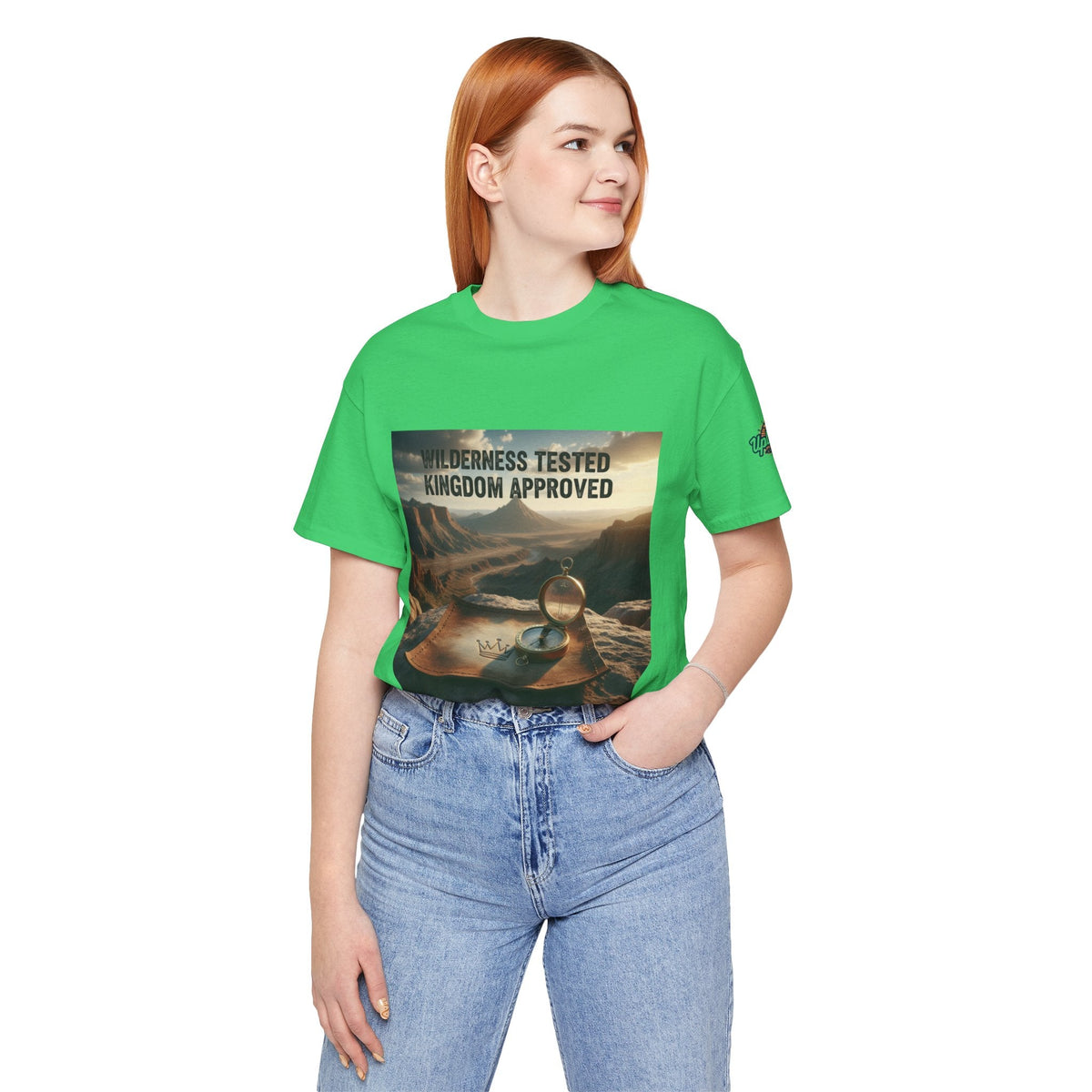 Wilderness Tested Kingdom Approved T-shirt – Mountain Desert Compass Crown Christian T-shirt for Biblical Adventure Faith Printify