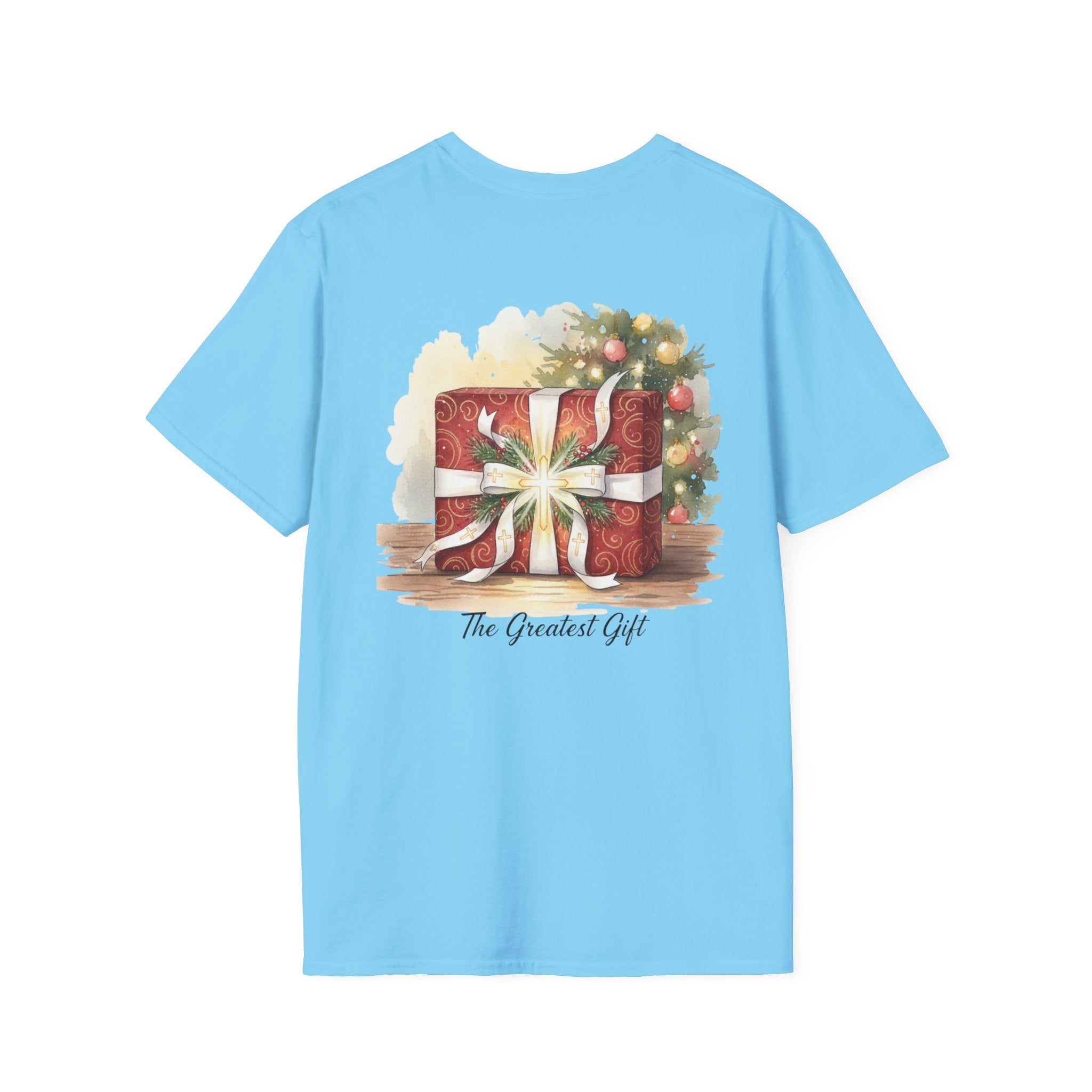 The Greatest Gift T-shirt – Cross Bow Present Christian T-shirt for Christmas Salvation & Eternal Faith Printify