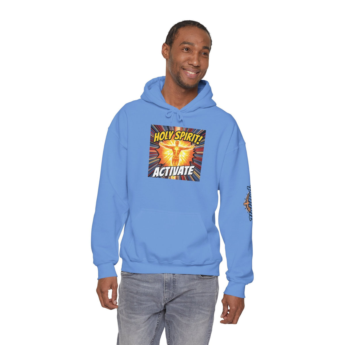 Holy Spirit Activate Hoodie – Superhero Christian Sweatshirt with Vibrant Power-Up Design for Faith-Fueled Boldness Printify