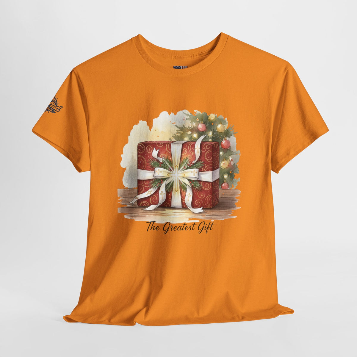 The Greatest Gift T-shirt – Cross Bow Present Christian T-shirt for Christmas Salvation & Eternal Faith Printify