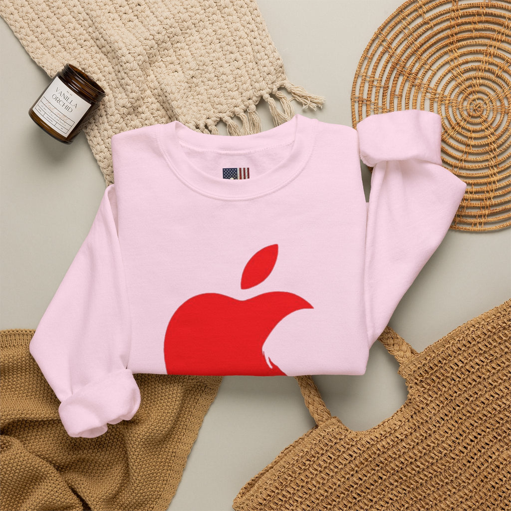 iPray Apple Logo Sweatshirt — Funny Christian Sweatshirt (Minimal Red Apple Graphic) Printify