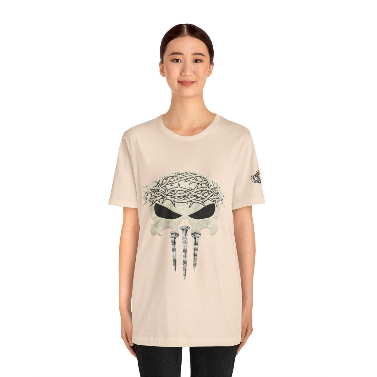 Christian Skull T-shirt - Crown of Thorns & Nails - Warrior Faith T-shirt Printify