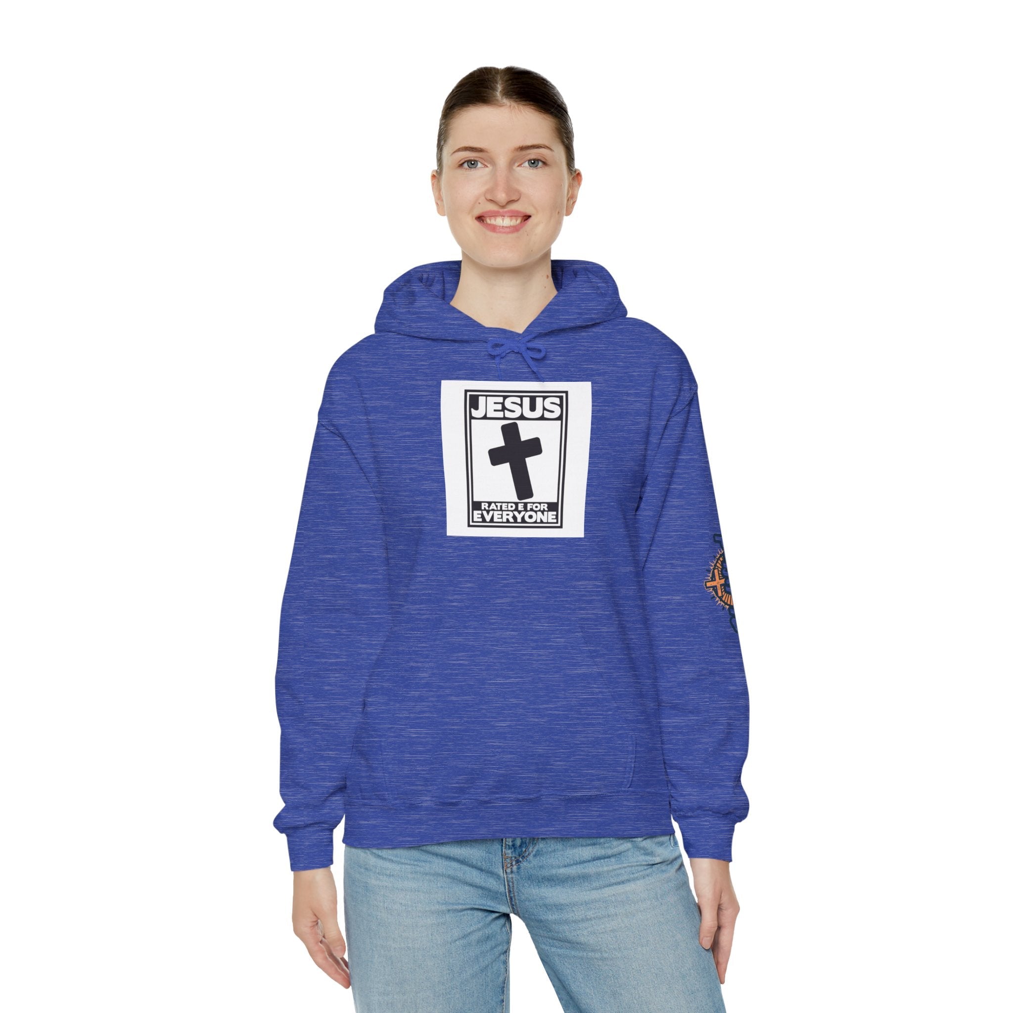 Jesus, Rated E for Everyone Hoodie - Gamer Faith Hoodie - Christian Video Game Parody Printify