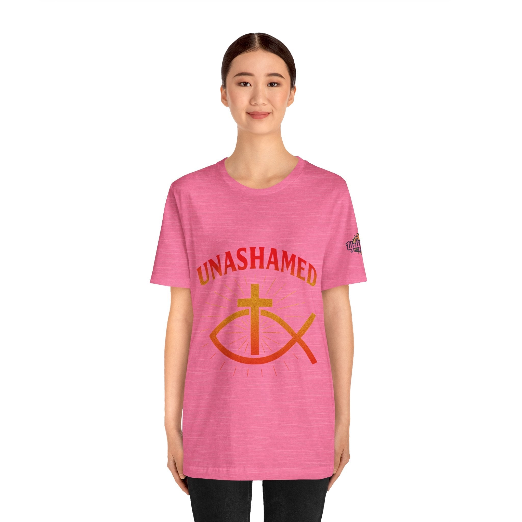 Unashamed T-shirt – Ichthys Jesus Fish & Cross Christian T-shirt for Romans 1:16 Bold Faith Printify