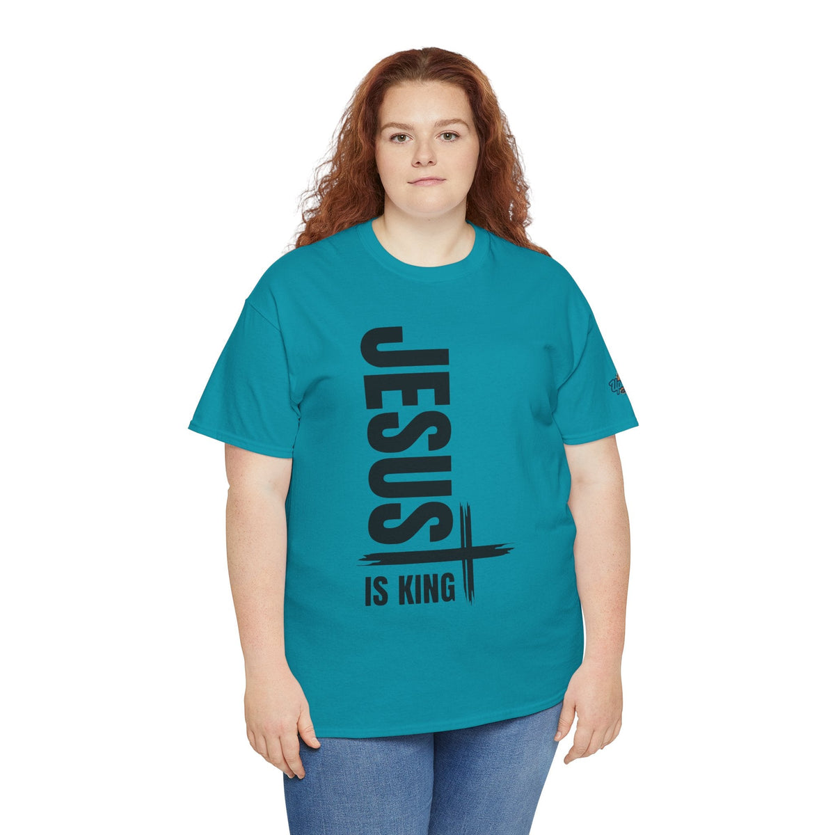 Jesus Is King T-shirt | Modern Typographic Cross Christian T-shirt Printify