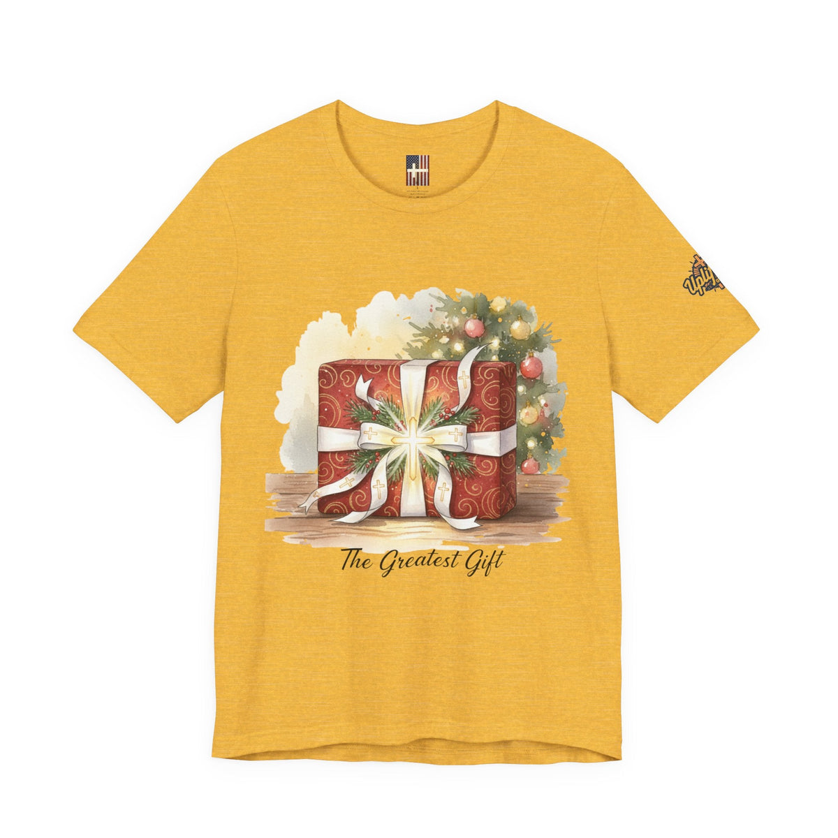 The Greatest Gift T-shirt – Cross Bow Present Christian T-shirt for Christmas Salvation & Eternal Faith Printify