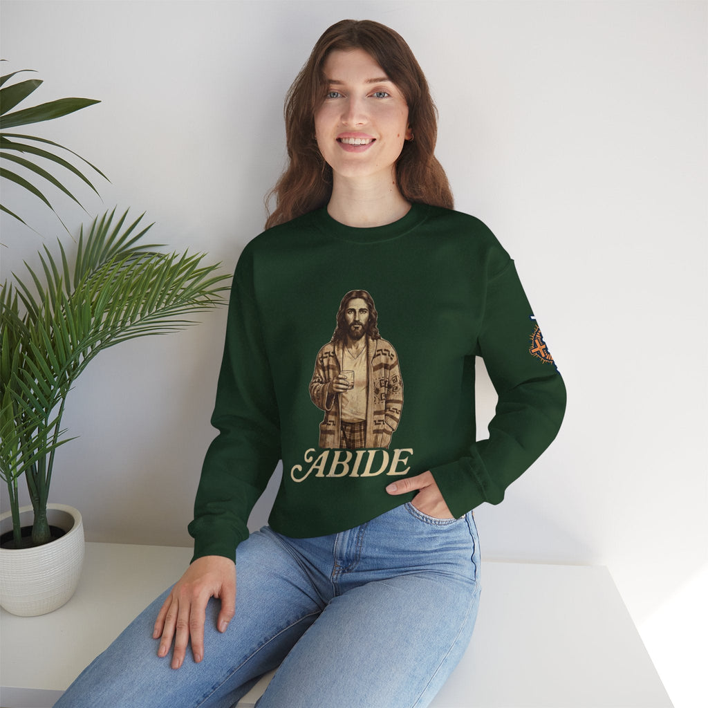 Abide Jesus Sweatshirt — Vintage 'The Dude' Religious Graphic Sweatshirt Printify