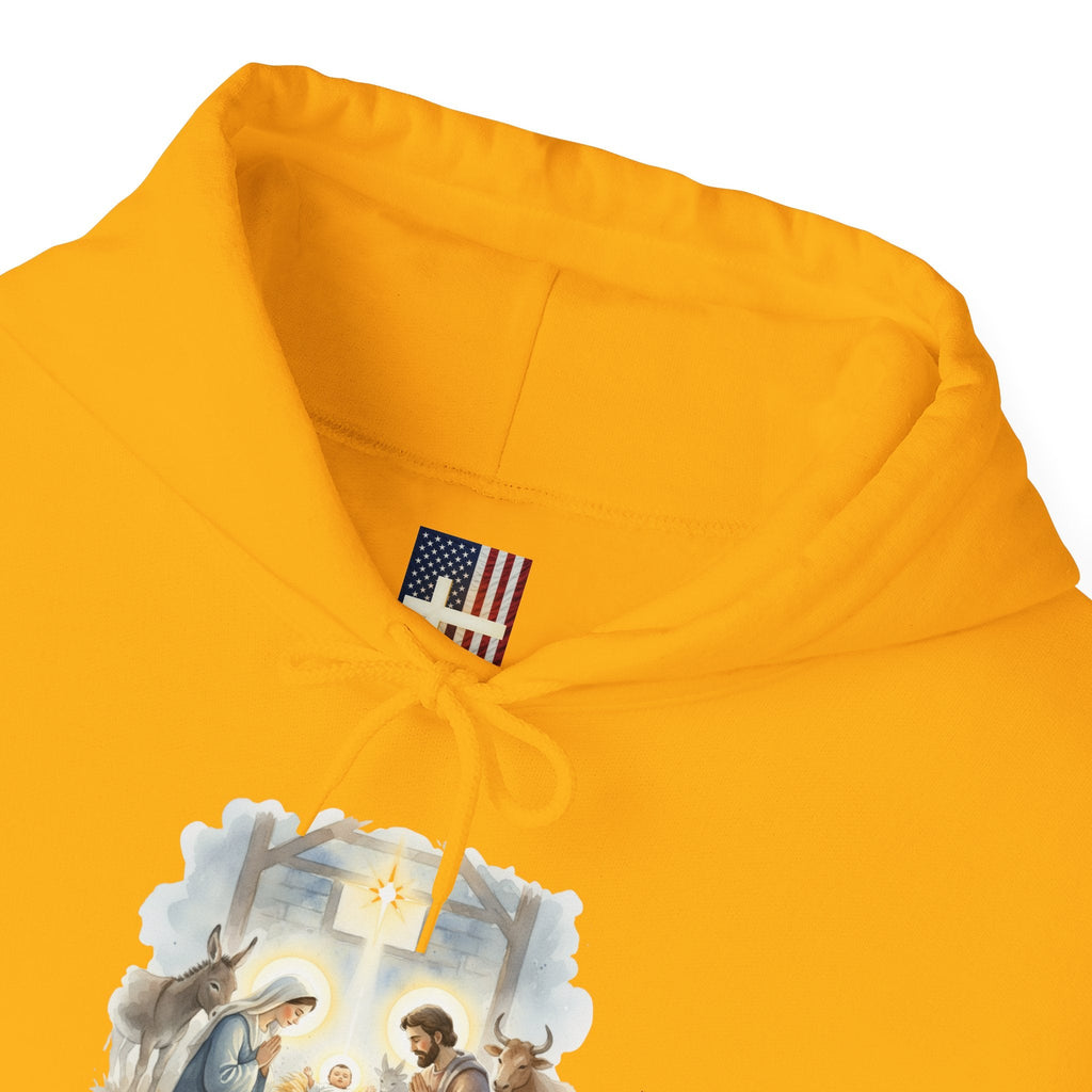 Unto Us a Child is Born Hoodie – Isaiah 9:6 Nativity Manger Scene Christian Christmas Sweatshirt for Holy Night Faith Printify