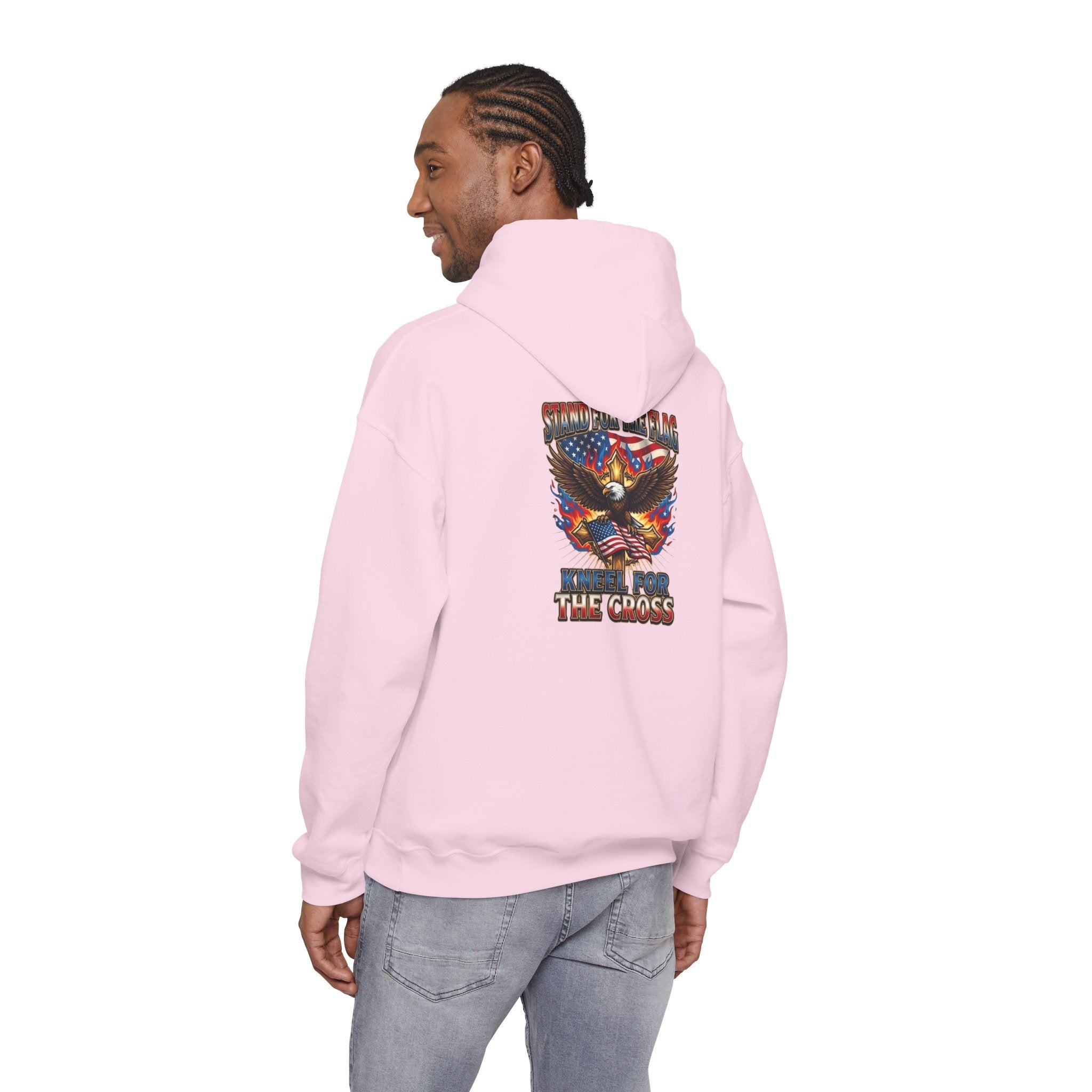 Stand for the Flag Kneel for the Cross Hoodie | Patriotic Eagle Hoodie Printify