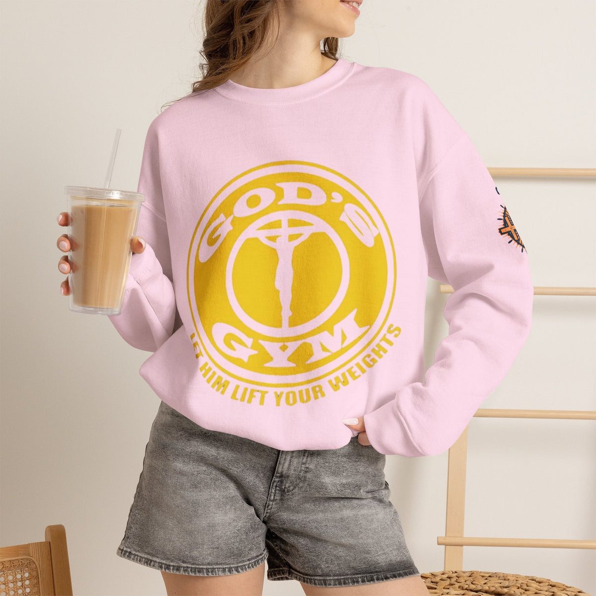 God's Gym Sweatshirt — "Let Him Lift Your Weights" Christian Fitness Sweatshirt Printify