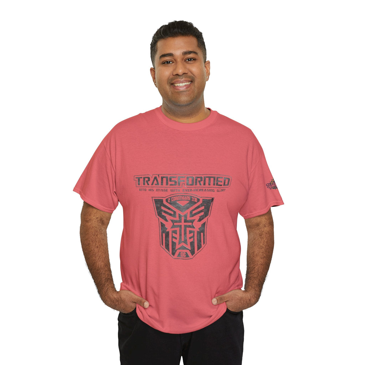 Transformer Logo Christian T-shirt | 2 Corinthians 3:18 Bible Verse T-shirt Printify