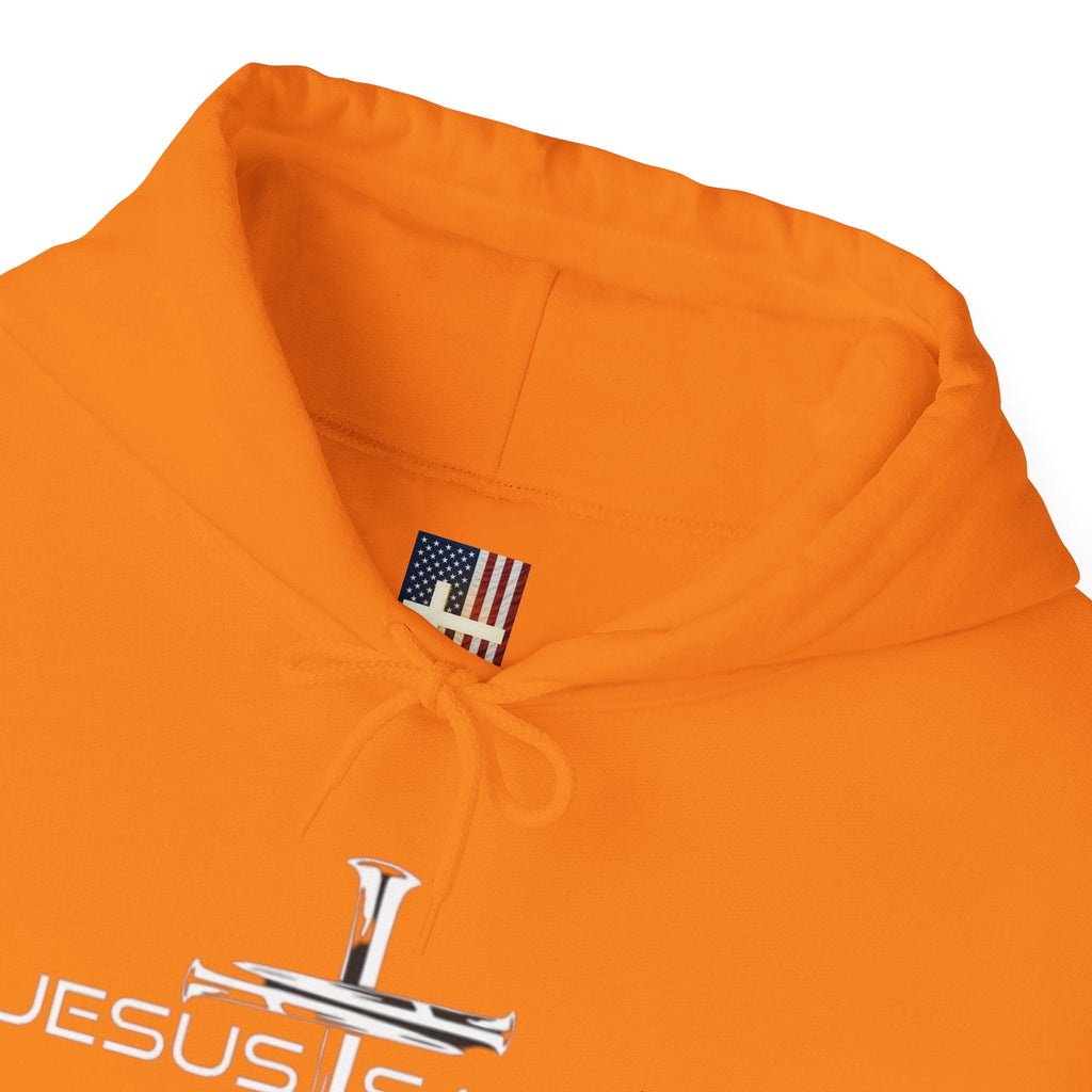 Jesus Saves Hoodie – 3 Nails Crucifix Cross Christian Sweatshirt for Redemption Faith & Bold Salvation Printify