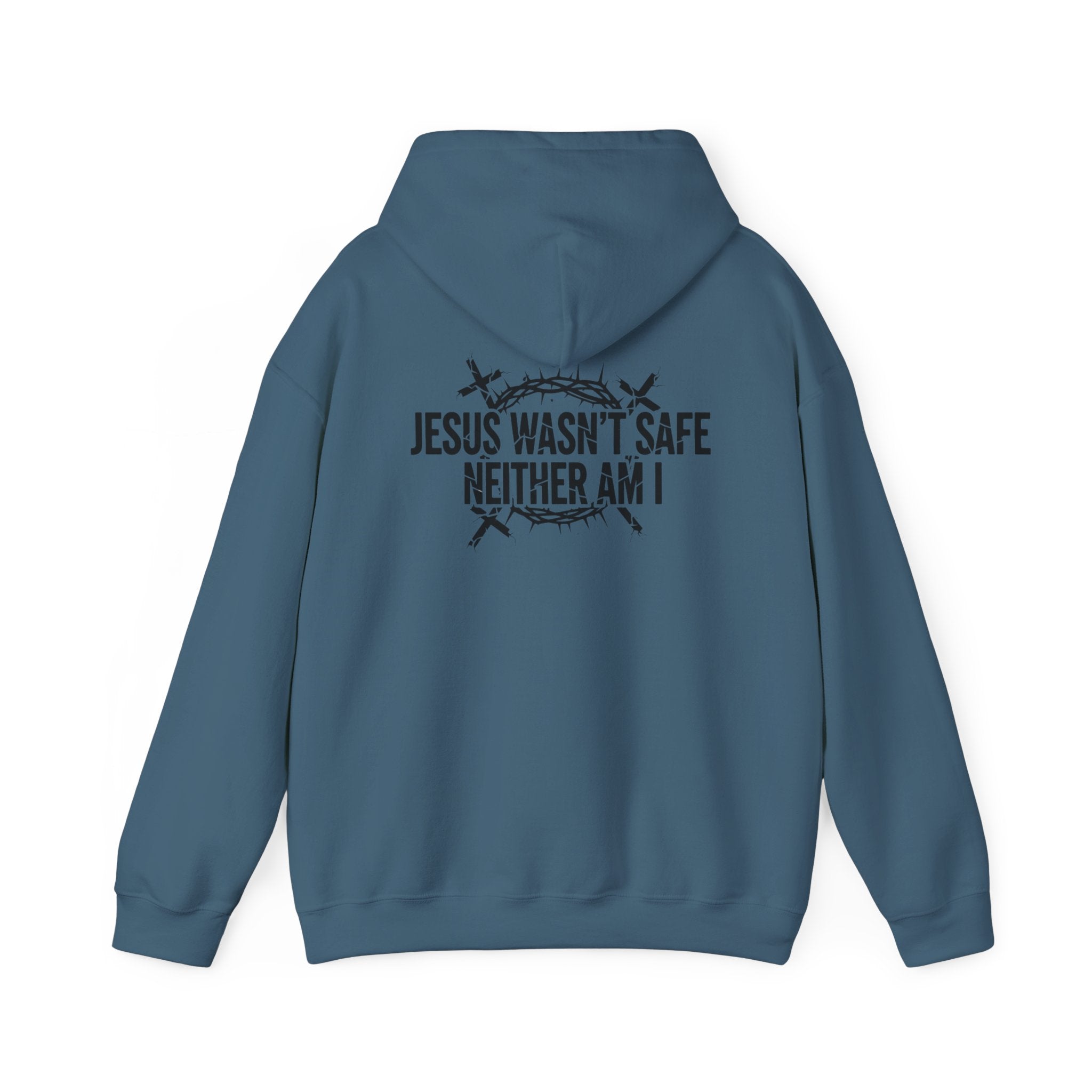⚡ Jesus Wasn’t Safe – Neither Am I | Bold Christian Hoodie | Storm-Walking Faith Tee | Minimalist Black & White Design | Uplifted Gear Printify