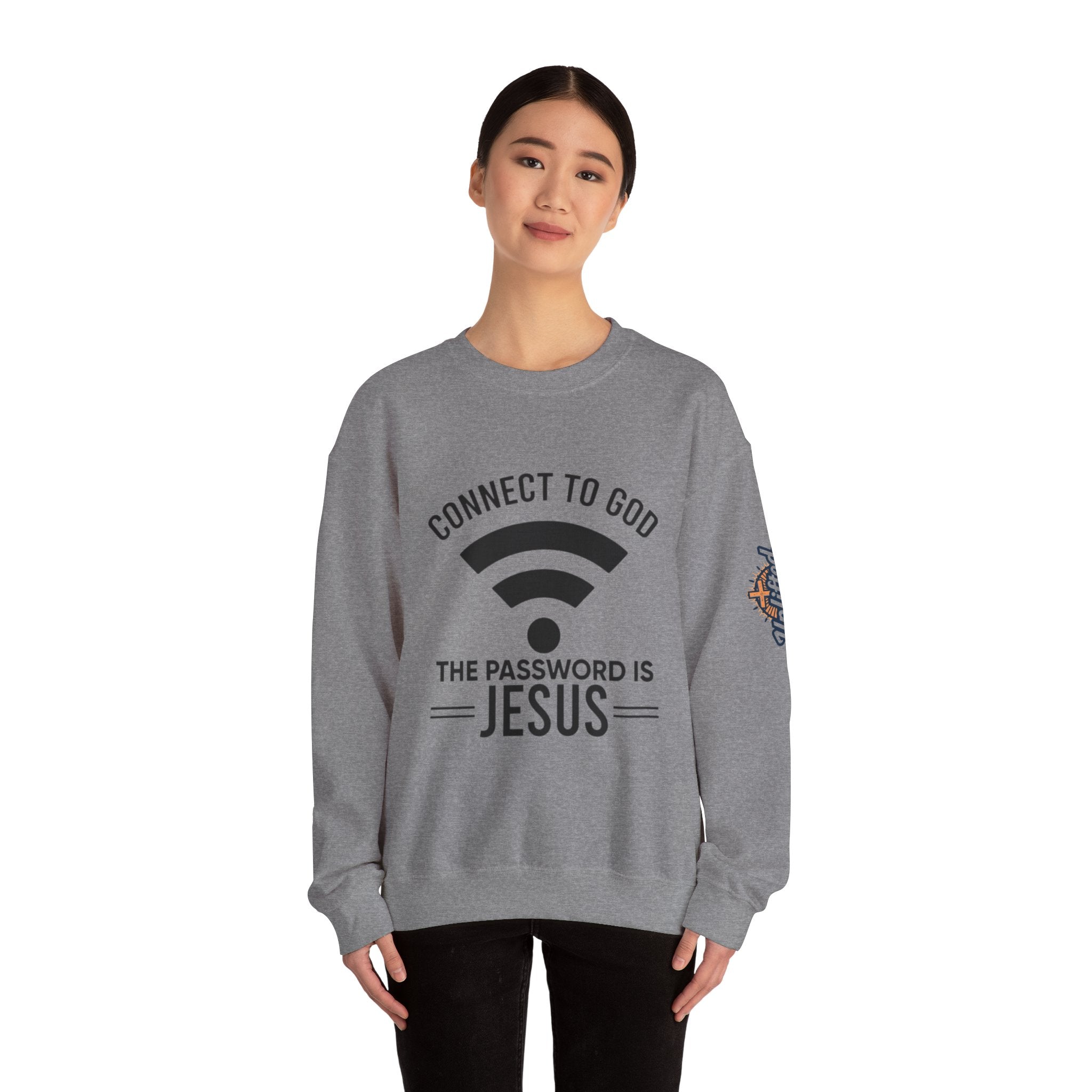 Connect to God Sweatshirt - WIFI Password is Jesus - Funny Christian Faith Sweatshirt Printify