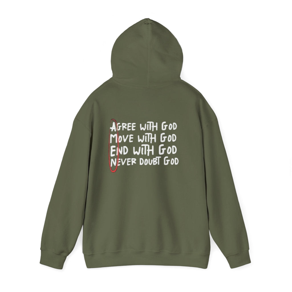 AMEN Acronym Hoodie – Agree with God Move with God End with God Never Doubt God Christian Sweatshirt for Unwavering Faith Printify