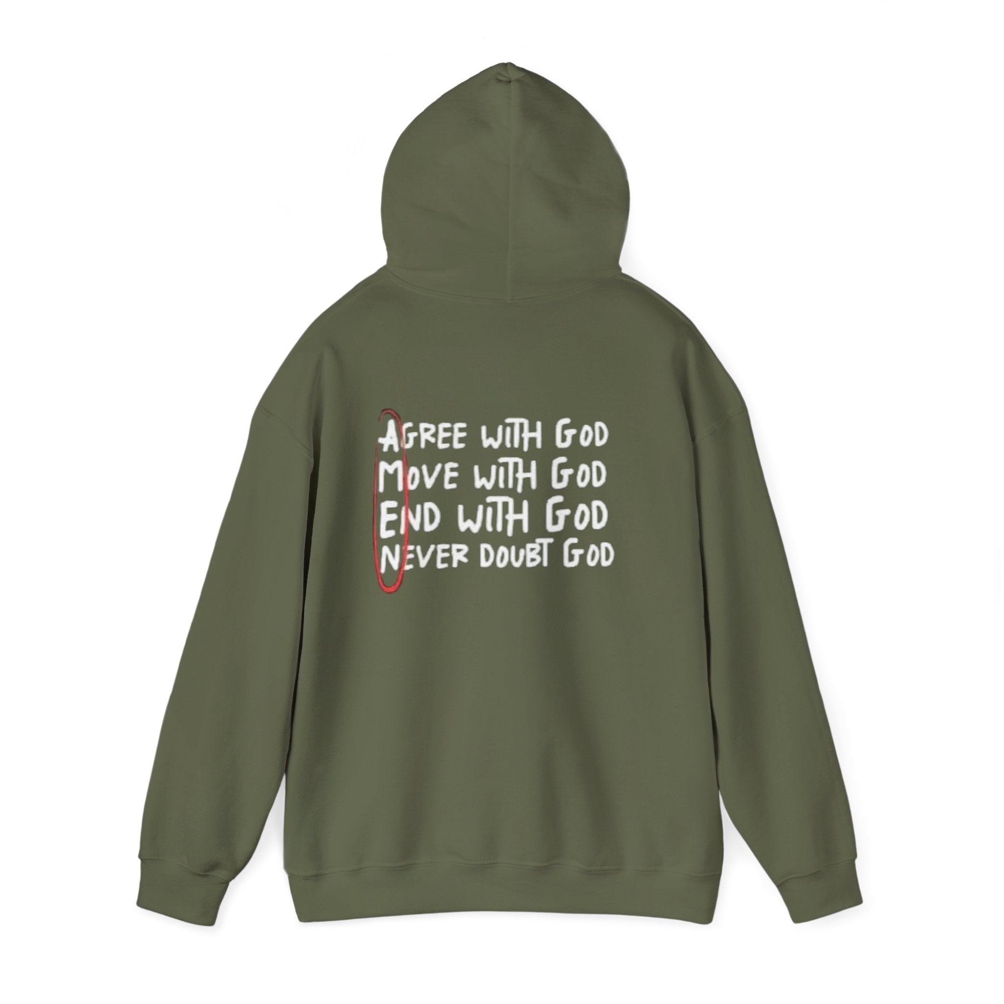 AMEN Acronym Hoodie – Agree with God Move with God End with God Never Doubt God Christian Sweatshirt for Unwavering Faith Printify