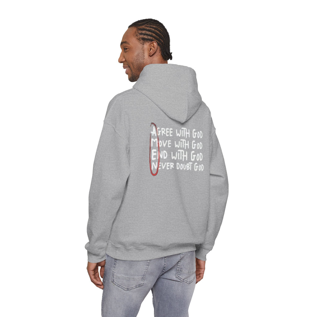 AMEN Acronym Hoodie – Agree with God Move with God End with God Never Doubt God Christian Sweatshirt for Unwavering Faith Printify