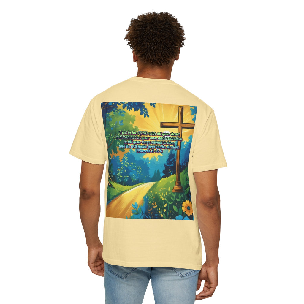 Trust in The Lord Proverbs 3:5-6 Biblical Design Unisex Garment-Dyed T-shirt Printify