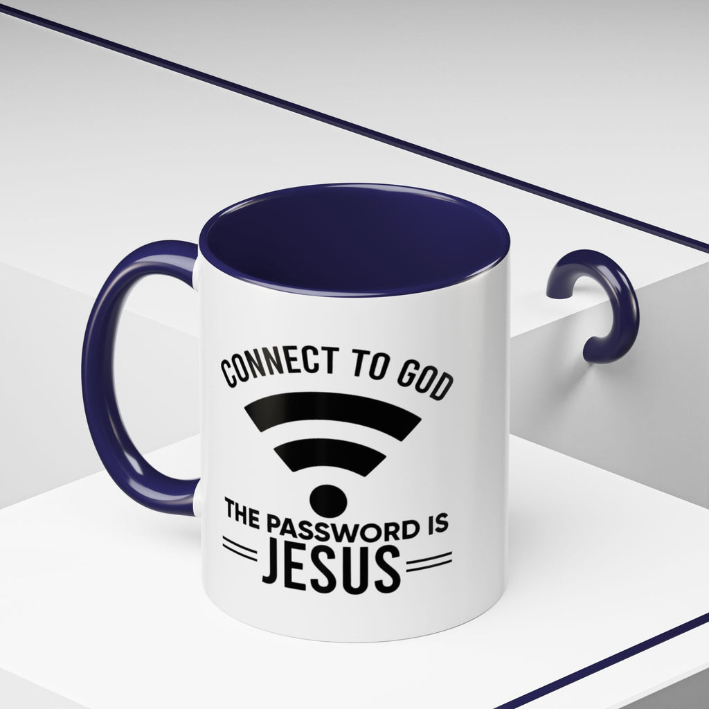 Connect to God Coffee Mug — "WIFI Password is Jesus" Funny Christian Faith Mug Printify