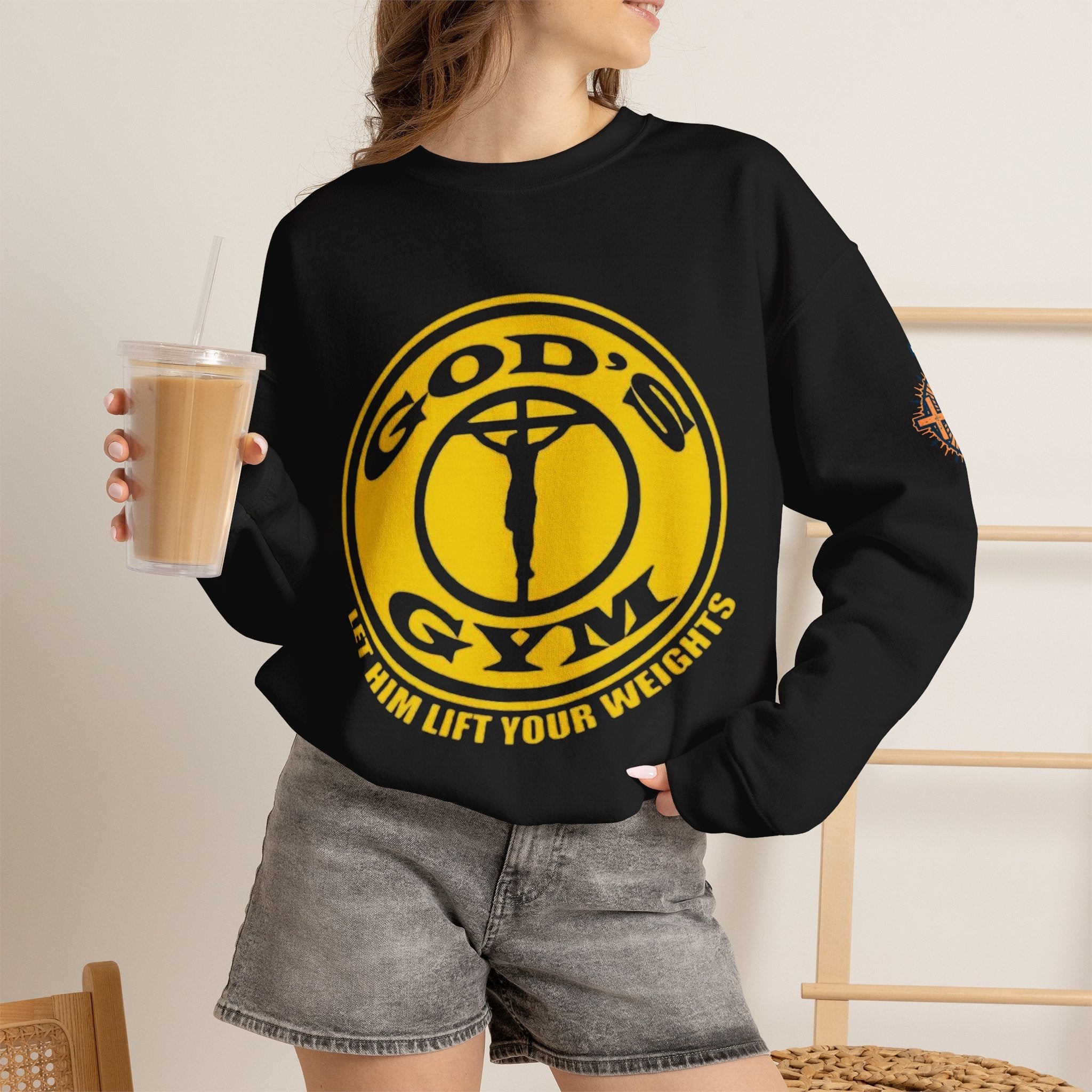 God's Gym Sweatshirt — "Let Him Lift Your Weights" Christian Fitness Sweatshirt Printify