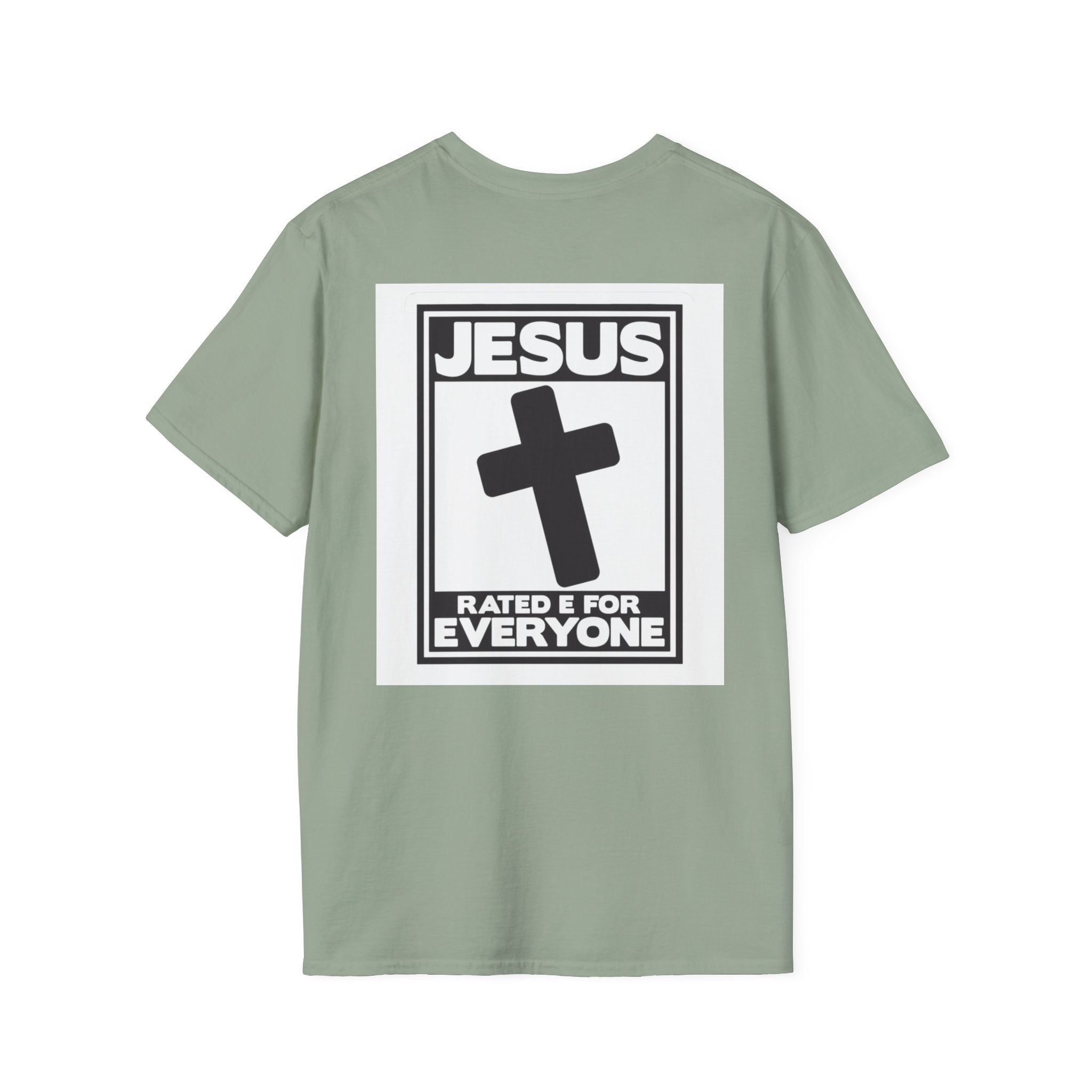 Jesus, Rated E for Everyone T-shirt - Gamer Faith T-shirt - Christian Video Game Parody Printify