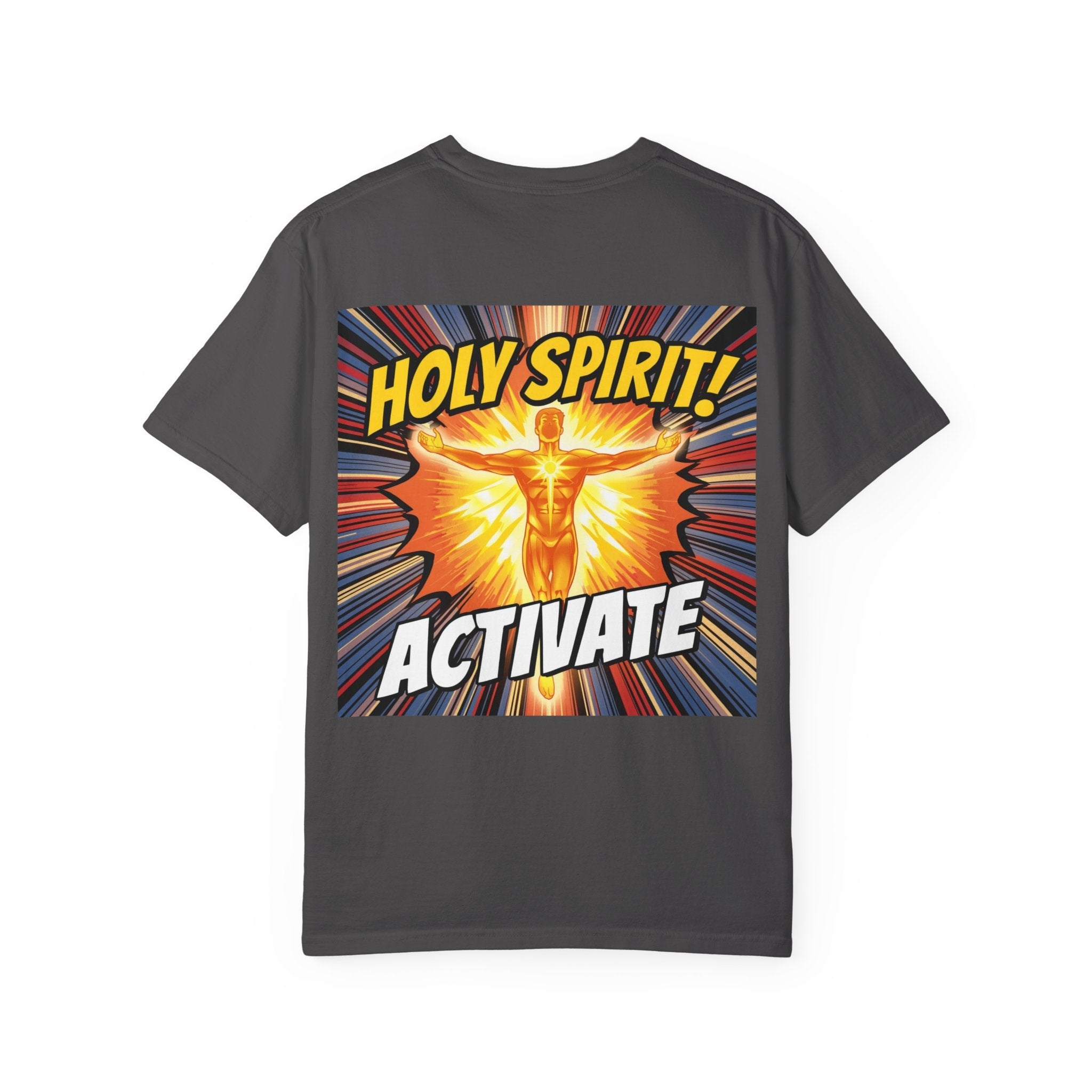 Holy Spirit Activate T-shirt – Superhero Christian T-shirt with Vibrant Power-Up Design for Faith-Fueled Boldness Printify