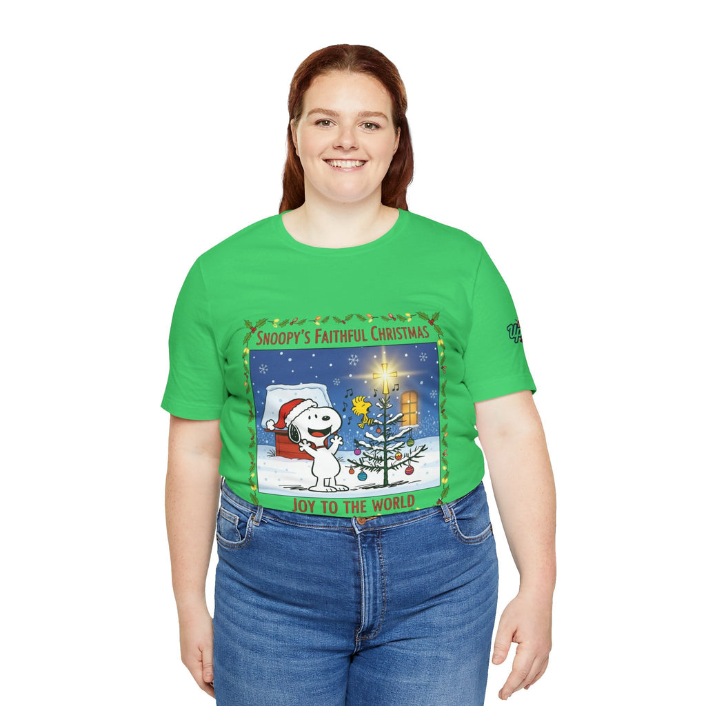 🎄 Faithful Christmas Friends – Christian Holiday T-Shirt | Festive Tree & Cartoon Duo | Heartwarming Christmas Tee by Uplifted Gear Printify