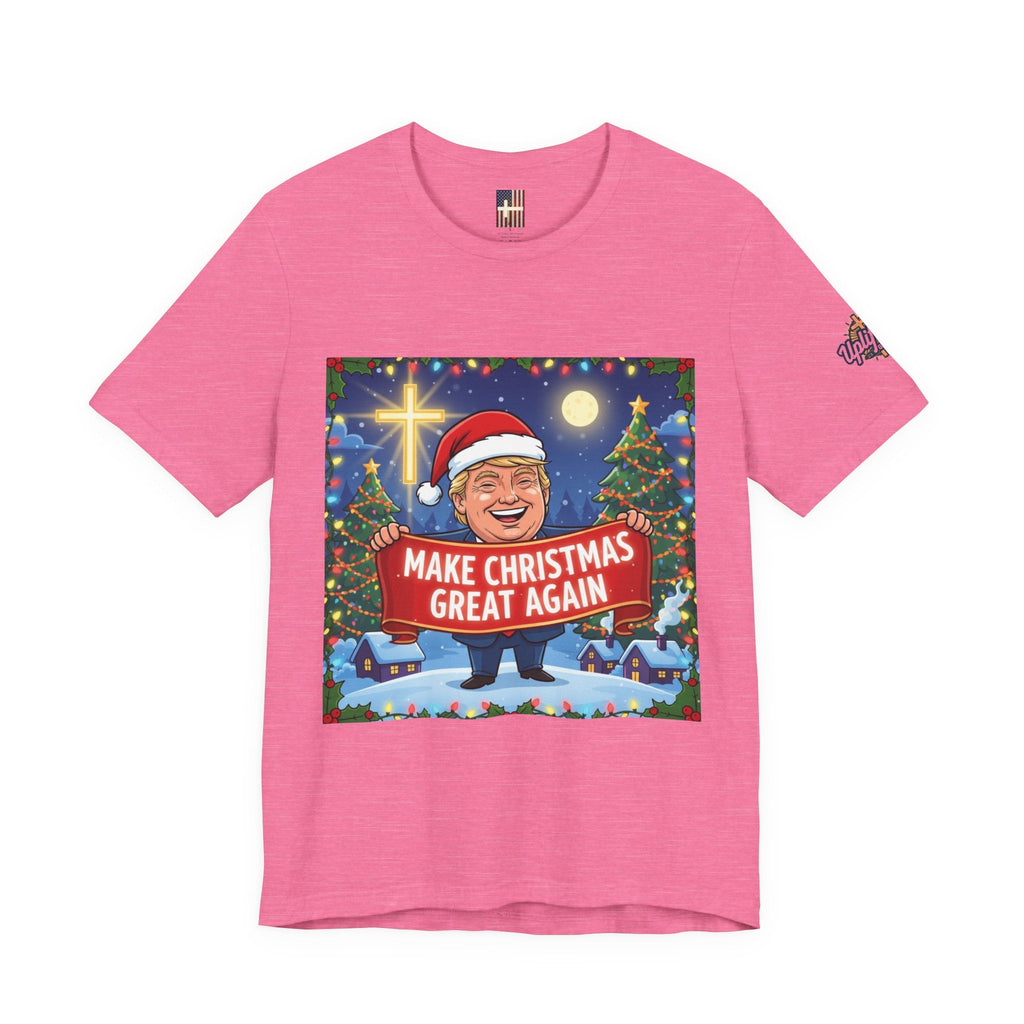 🎄 Make Christmas Great Again – Patriotic Christian Christmas T-Shirt | Bold Holiday Faith Tee | Red & White Banner Design | Uplifted Gear Printify