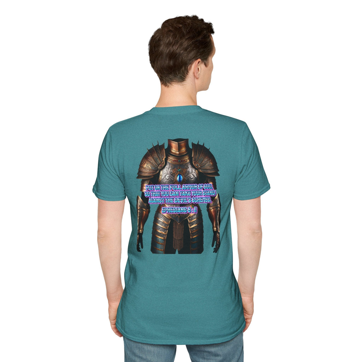 Religious Graphic Tee with Armor Of God Design - Unisex Softstyle T-Shirt Printify