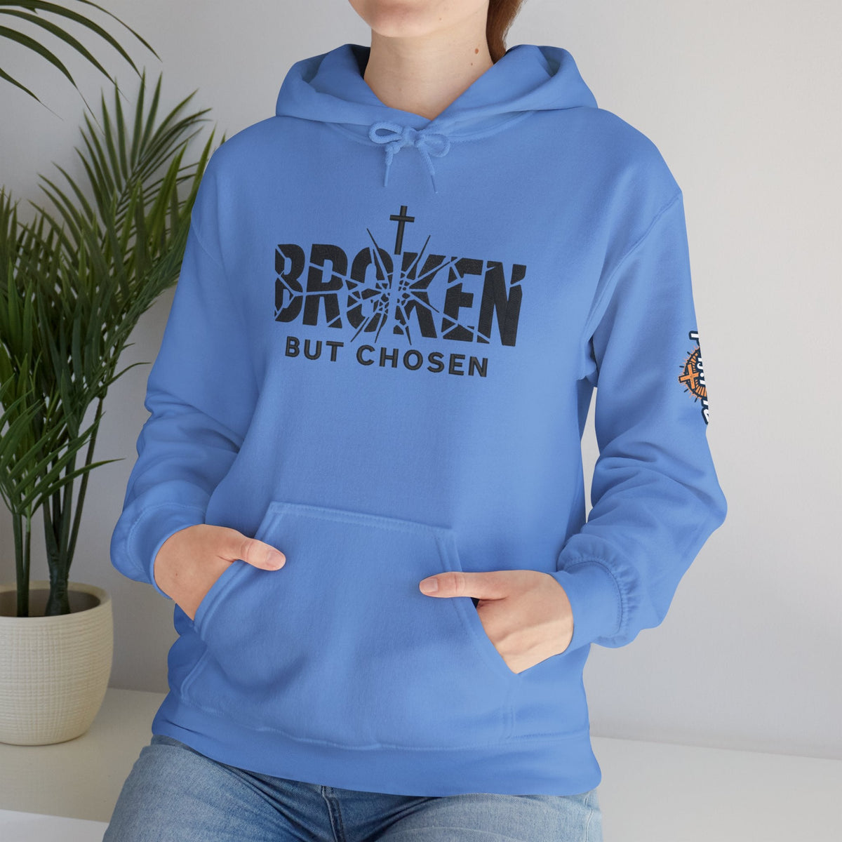 Broken But Chosen Hoodie — Christian Faith Graphic Sweatshirt Printify