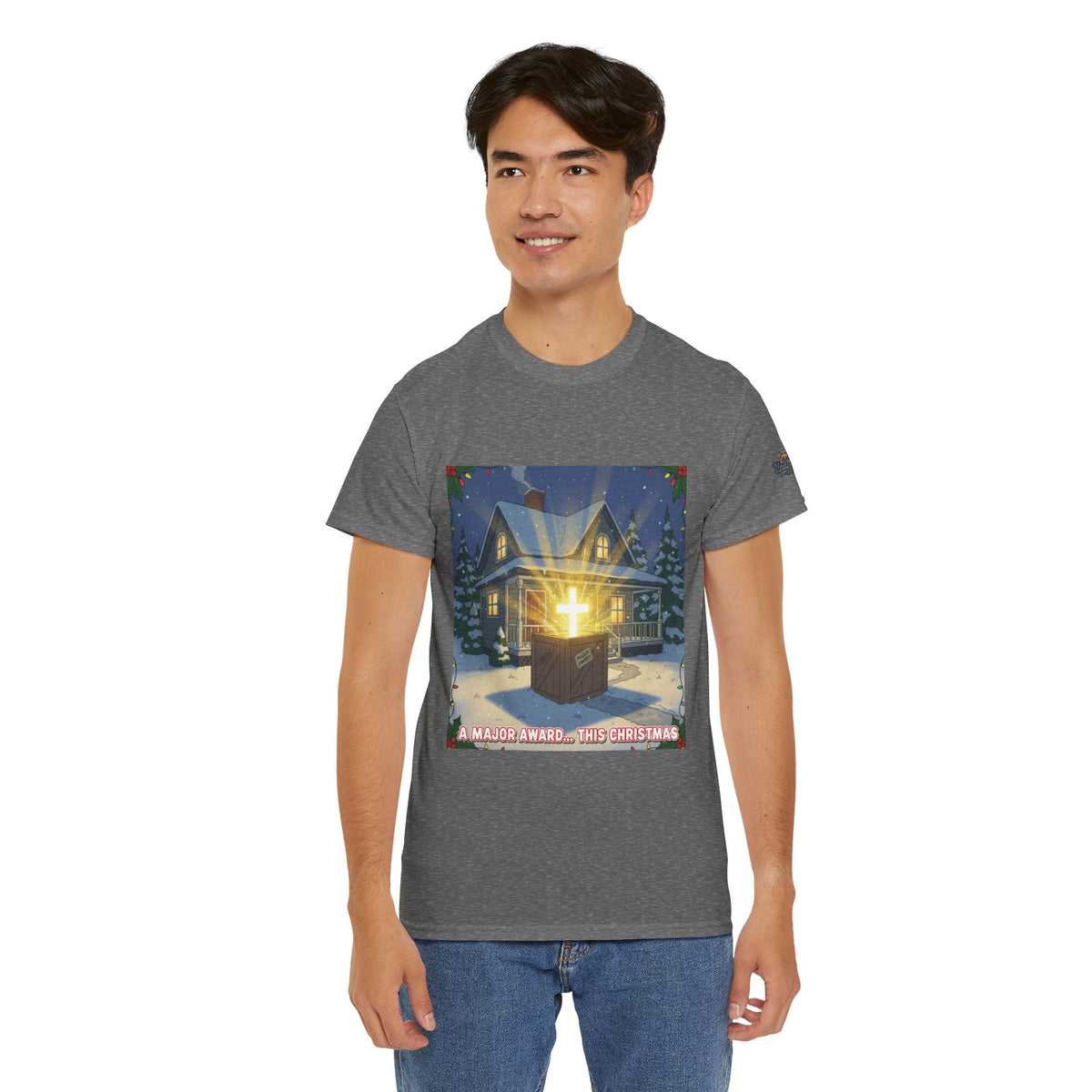 A Major Award This Christmas T-shirt – Fragile Leg Lamp Parody Cross Unboxing Christian T-shirt for Hilarious Faith & Holiday Glow Printify