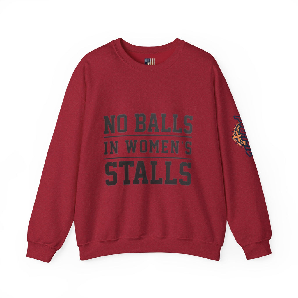 No Balls in Women's Stalls Crewneck Sweatshirt — Bold Statement Pullover Printify