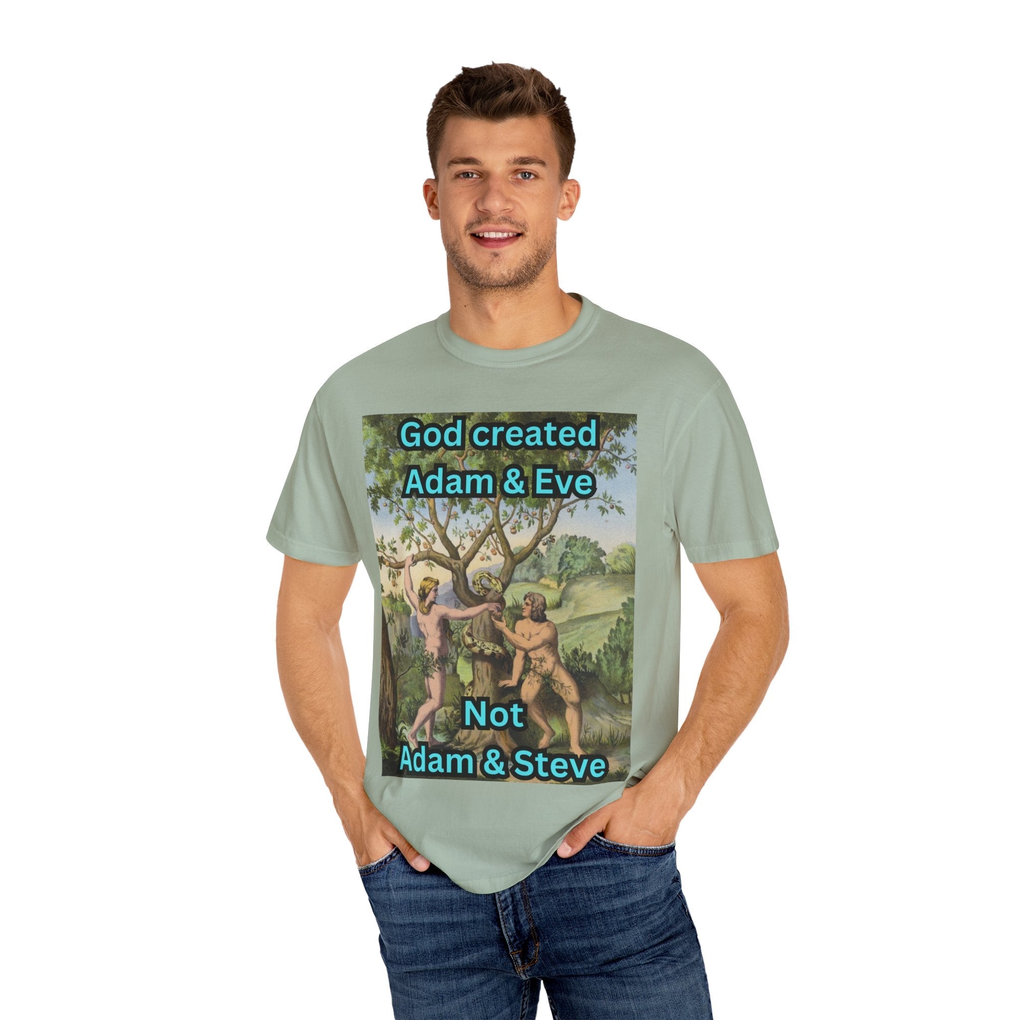 God Created Adam and Eve T-Shirt – Biblical Truth Christian Tee for Bold Faith Printify