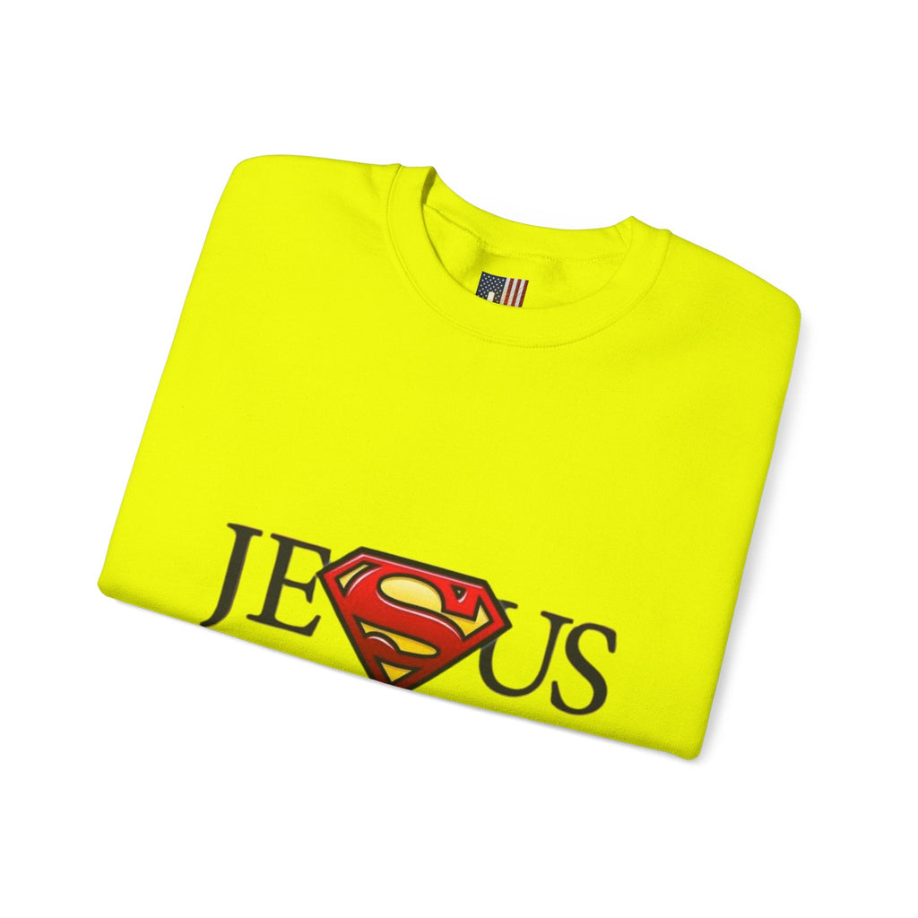 Jesus Is My Superhero Crewneck Sweatshirt Printify