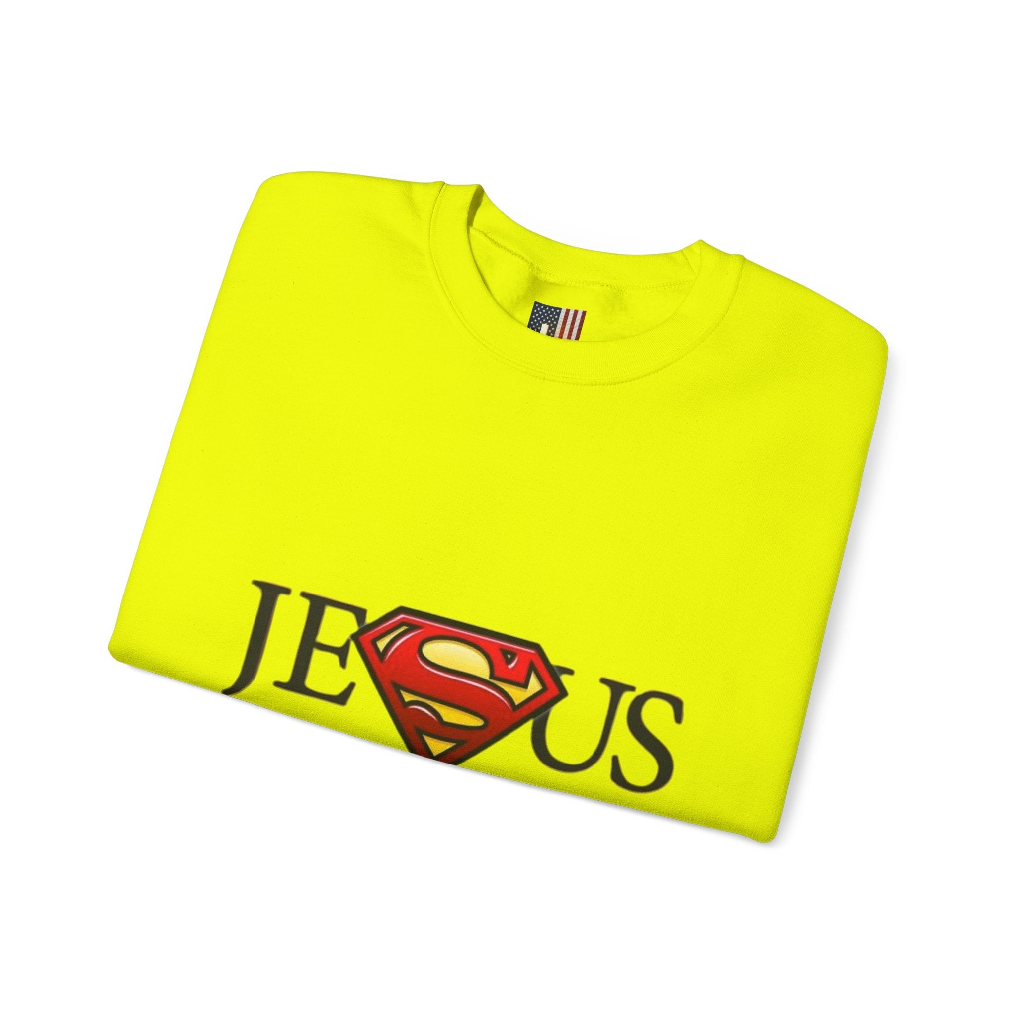 Jesus Is My Superhero Crewneck Sweatshirt Printify