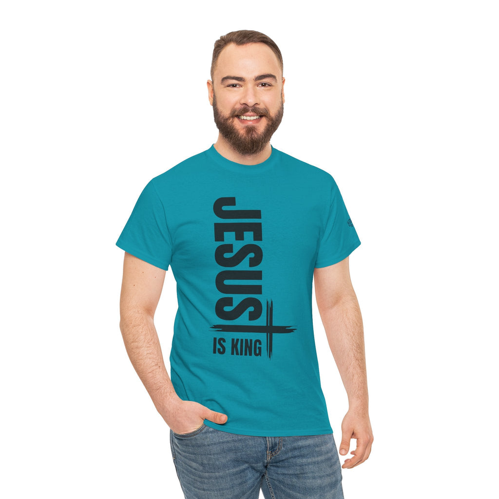 Jesus Is King T-shirt | Modern Typographic Cross Christian T-shirt Printify