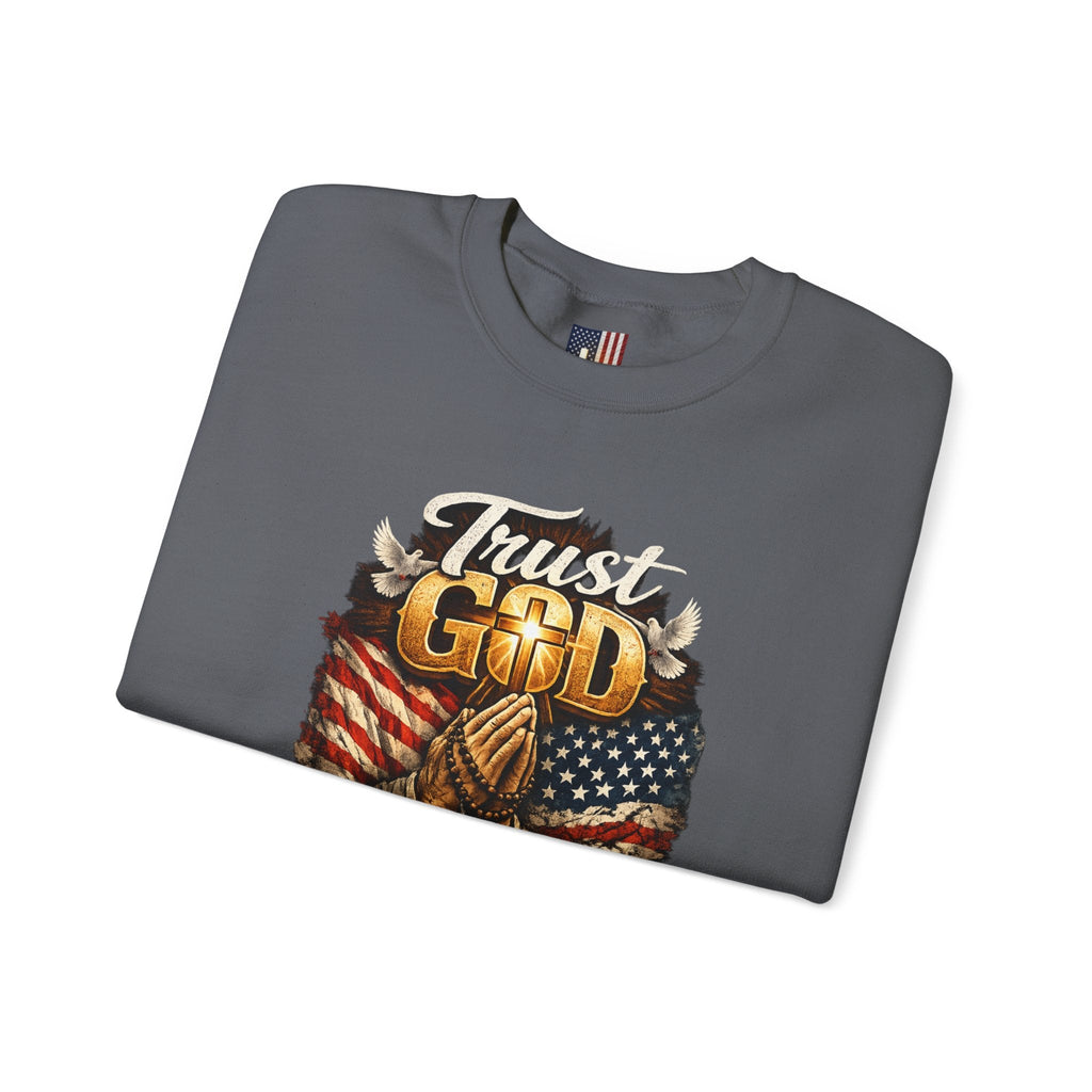 Trust God Not Government Sweatshirt — Vintage Patriotic Christian Sweatshirt Printify