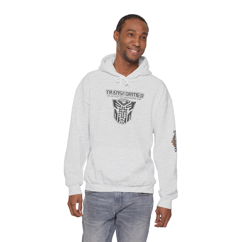 Transformer Logo Christian Hoodie | 2 Corinthians 3:18 Bible Verse Hoodie Printify