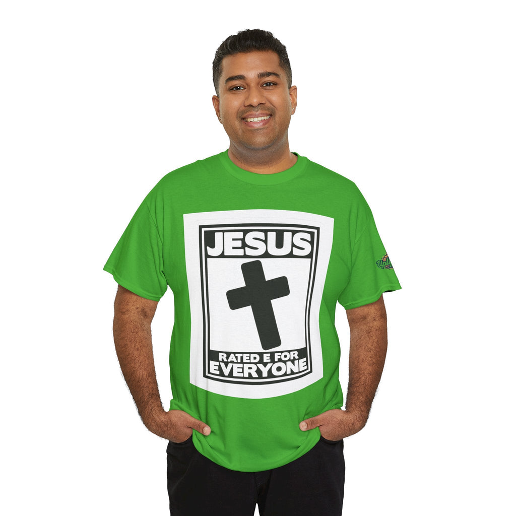 Jesus, Rated E for Everyone T-shirt - Gamer Faith T-shirt - Christian Video Game Parody Printify