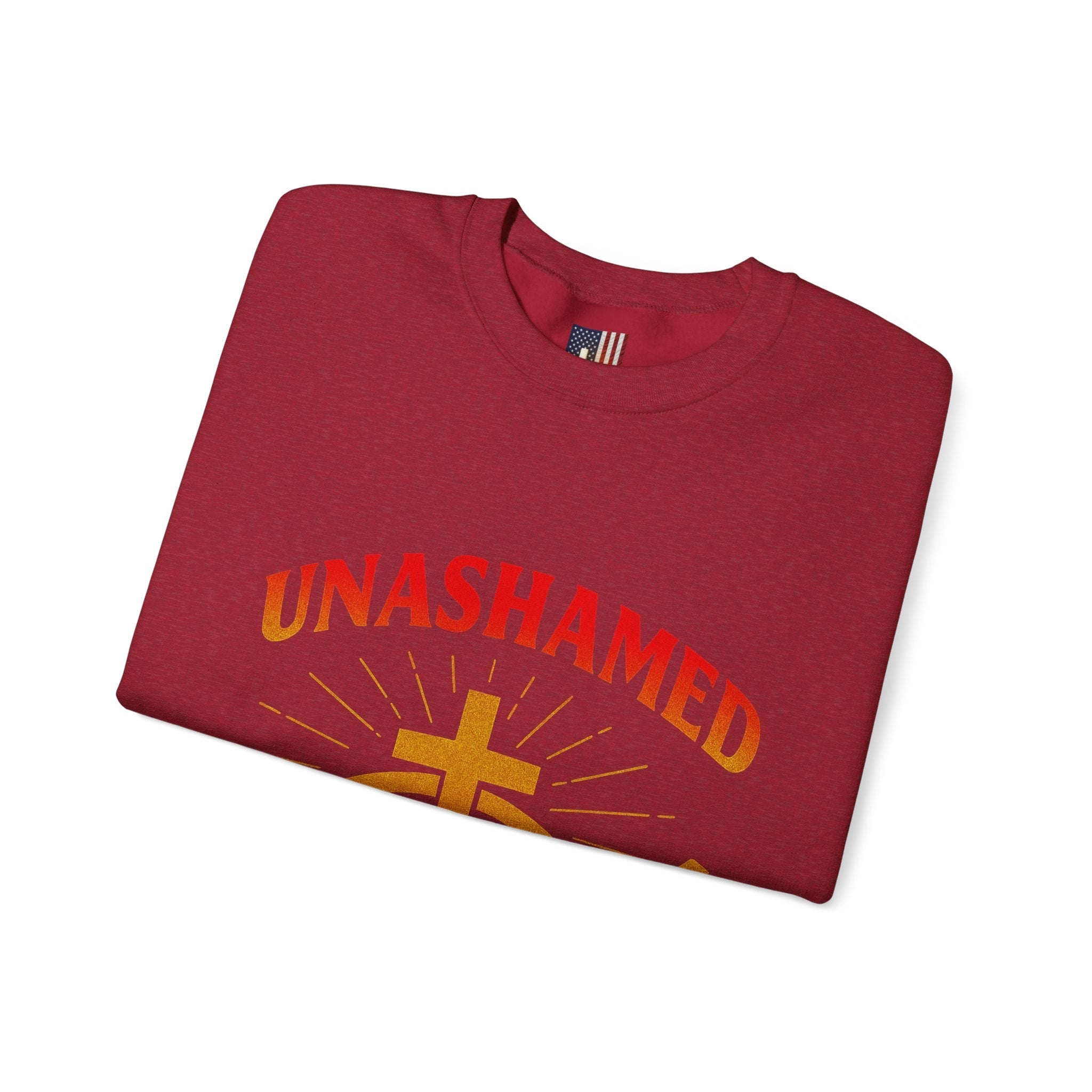 Unashamed Sweatshirt – Ichthys Jesus Fish & Cross Christian Sweatshirt for Romans 1:16 Bold Faith Printify