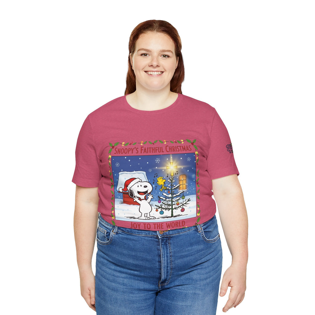 🎄 Faithful Christmas Friends – Christian Holiday T-Shirt | Festive Tree & Cartoon Duo | Heartwarming Christmas Tee by Uplifted Gear Printify
