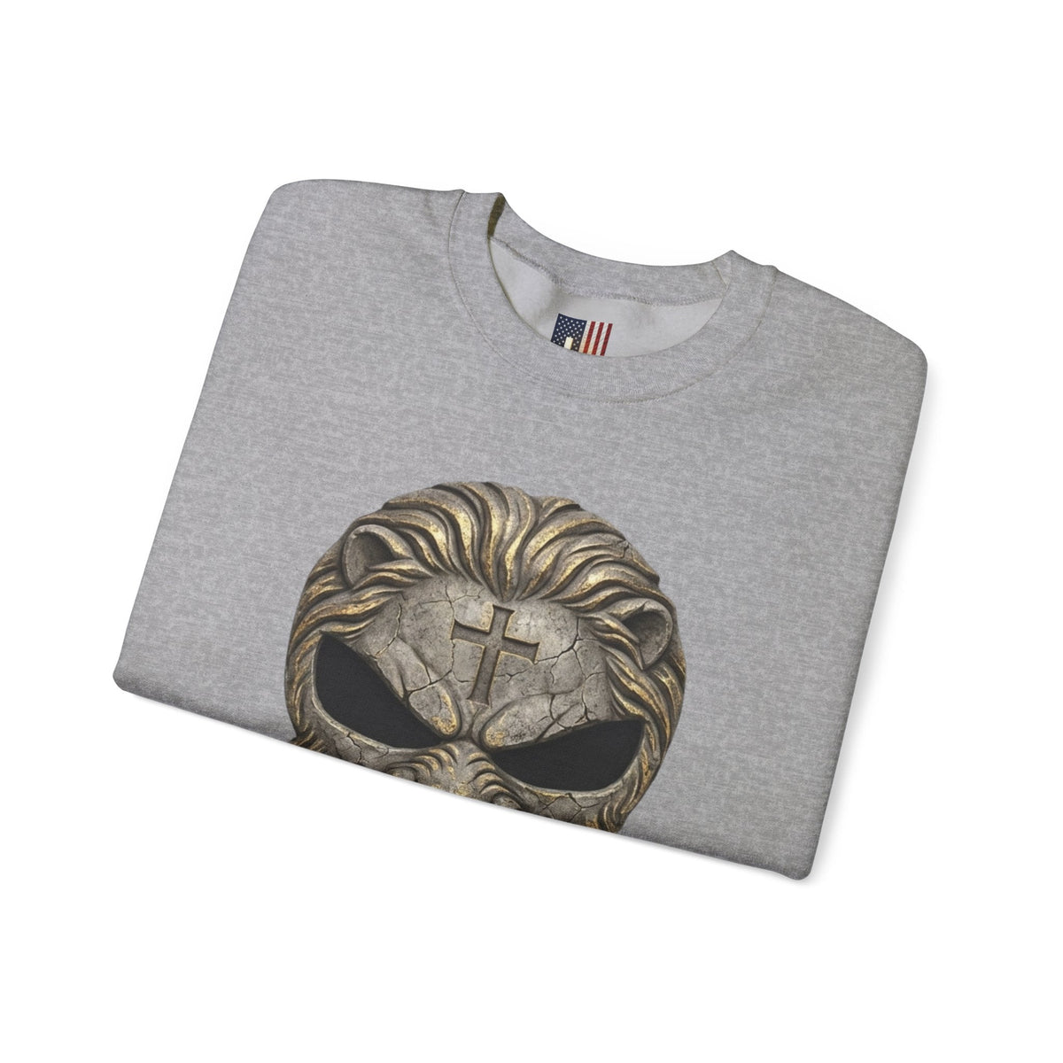 Lion of Judah Skull Christian Sweatshirt - Warrior Faith Cross Sweatshirt Printify