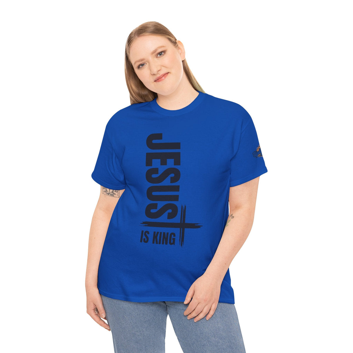 Jesus Is King T-shirt | Modern Typographic Cross Christian T-shirt Printify