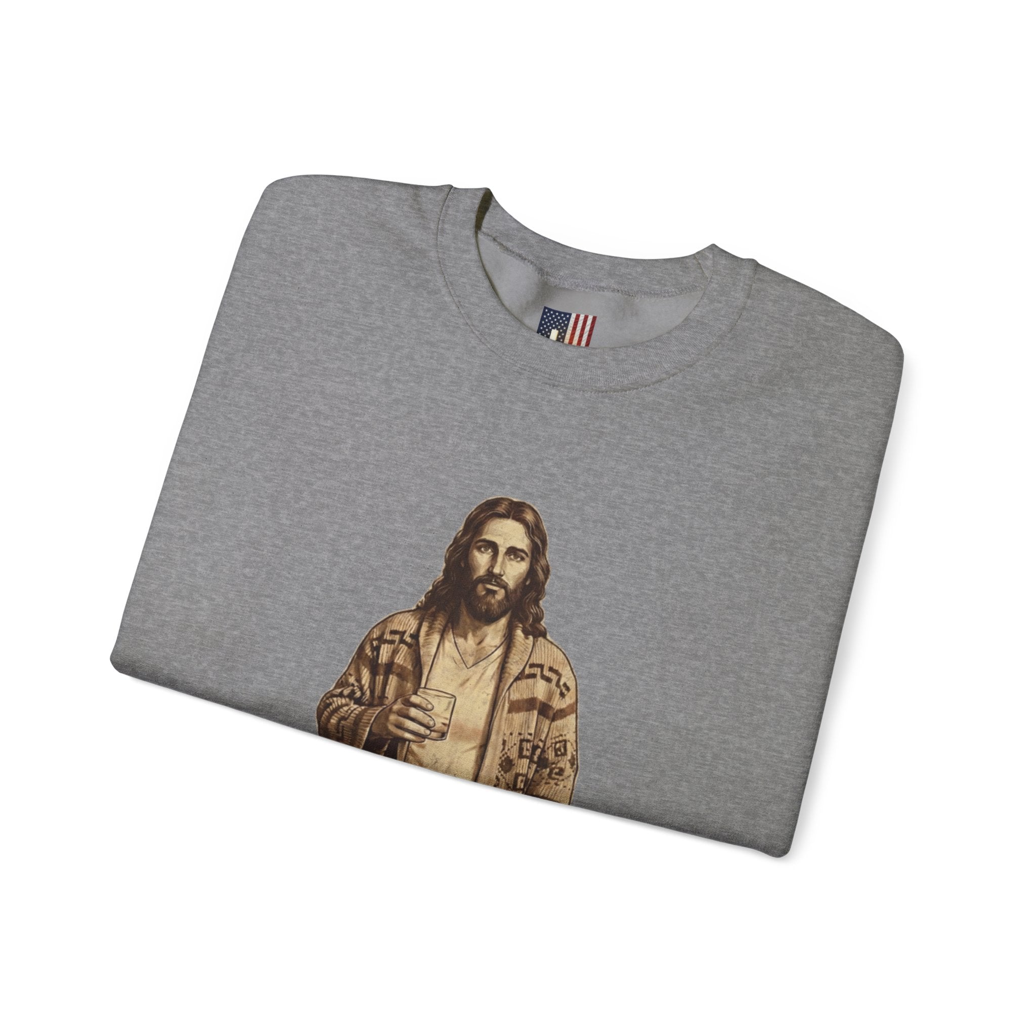 Abide Jesus Sweatshirt — Vintage 'The Dude' Religious Graphic Sweatshirt Printify