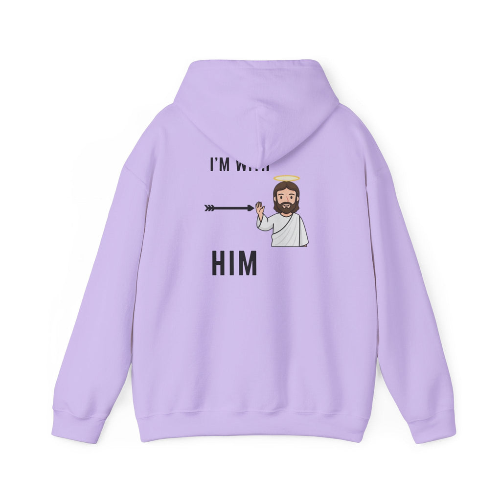 🔥 I’m With Him → Christian Hoodie | Arrow Pointing to Jesus | Minimalist Faith Tee | Subtle Cross Design | Bible-Inspired Apparel by Uplifted Gear Printify