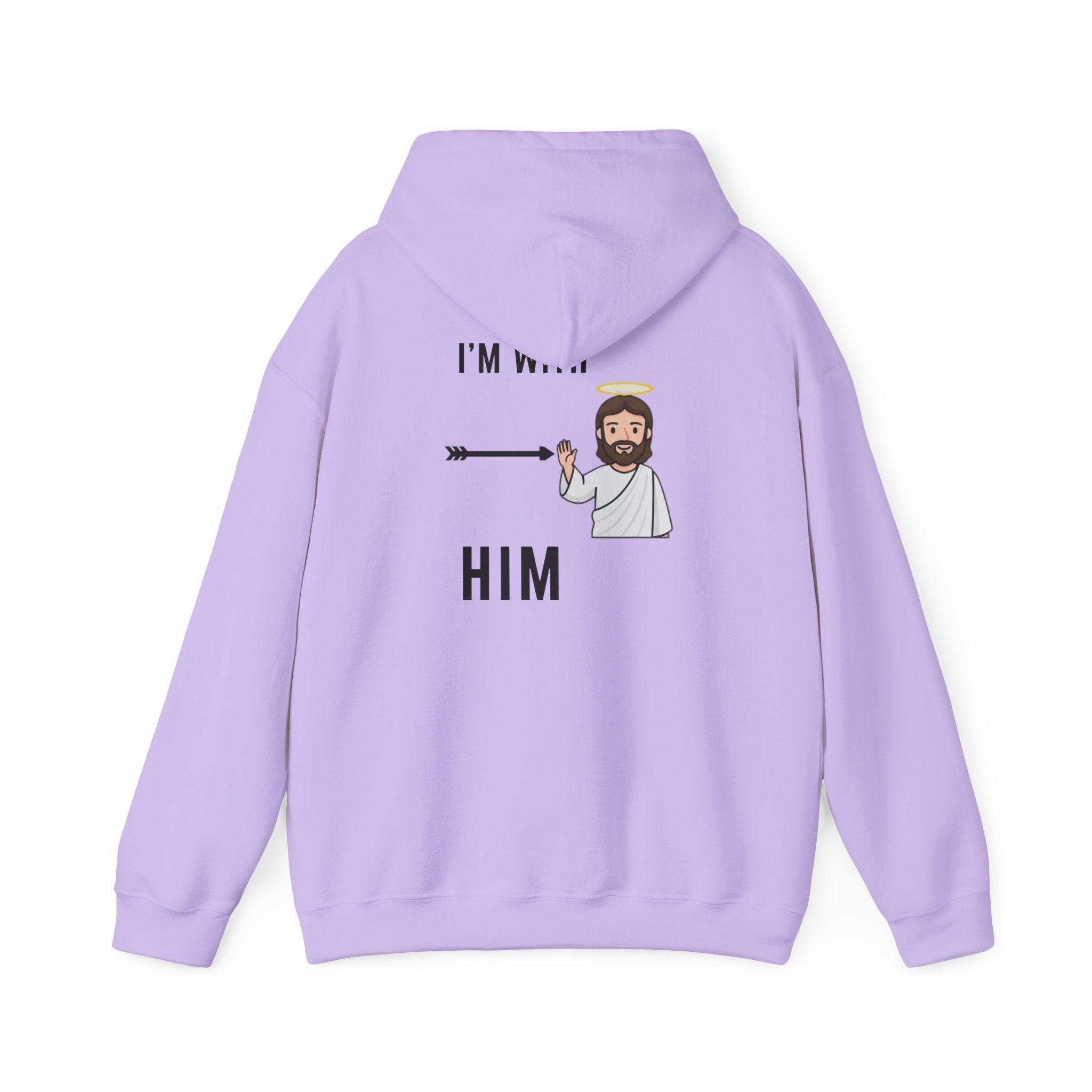 🔥 I’m With Him → Christian Hoodie | Arrow Pointing to Jesus | Minimalist Faith Tee | Subtle Cross Design | Bible-Inspired Apparel by Uplifted Gear Printify