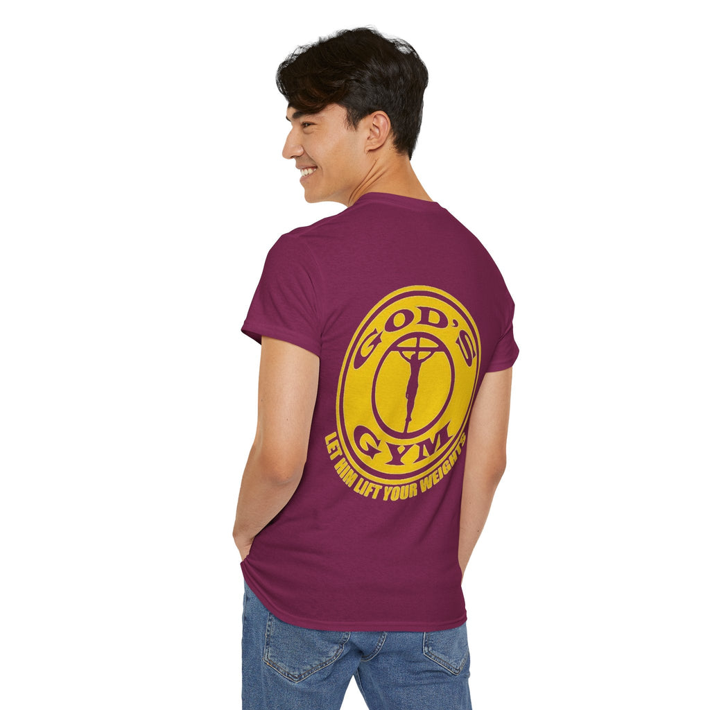 God's Gym T-Shirt — "Let Him Lift Your Weights" Christian Fitness Tee Printify