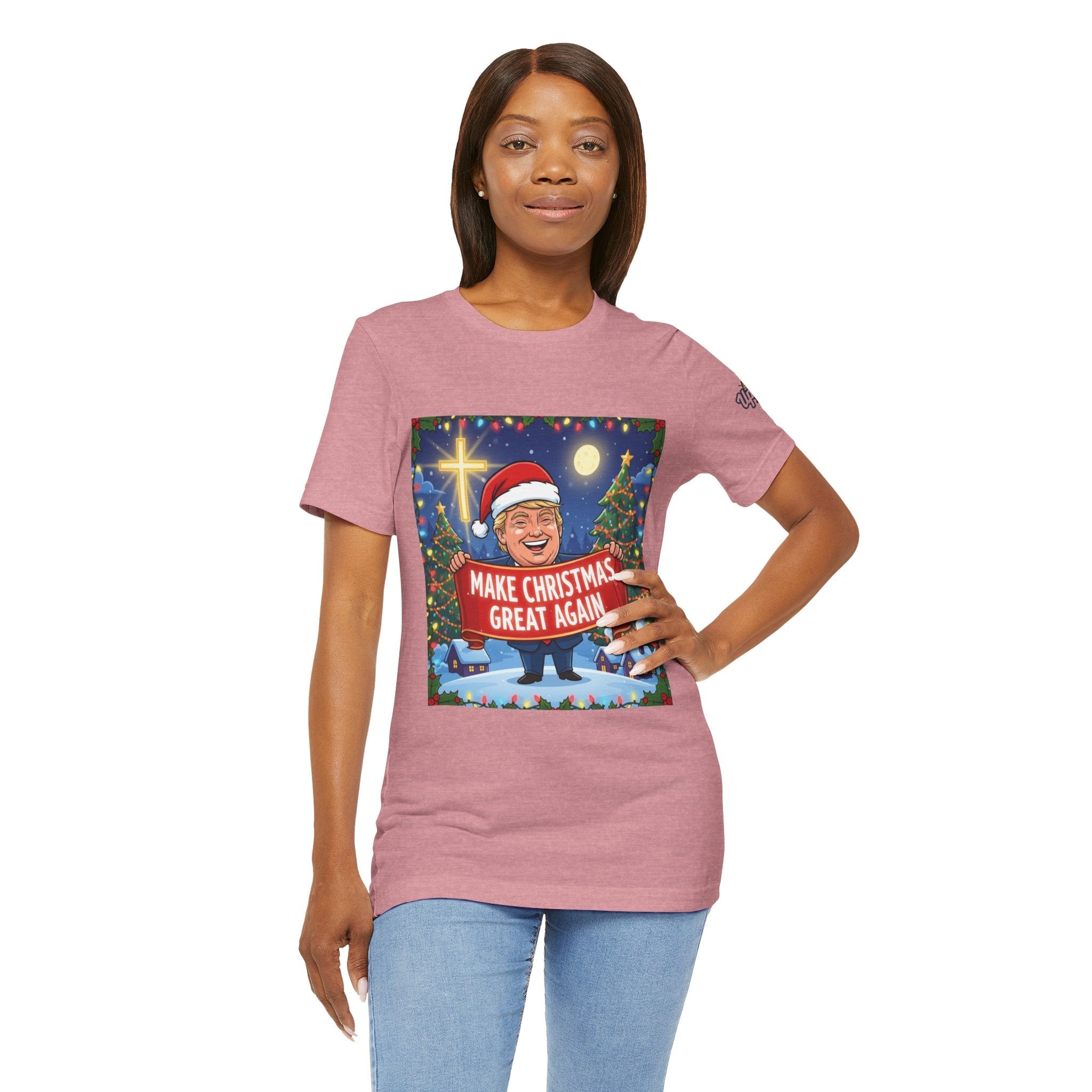 🎄 Make Christmas Great Again – Patriotic Christian Christmas T-Shirt | Bold Holiday Faith Tee | Red & White Banner Design | Uplifted Gear Printify