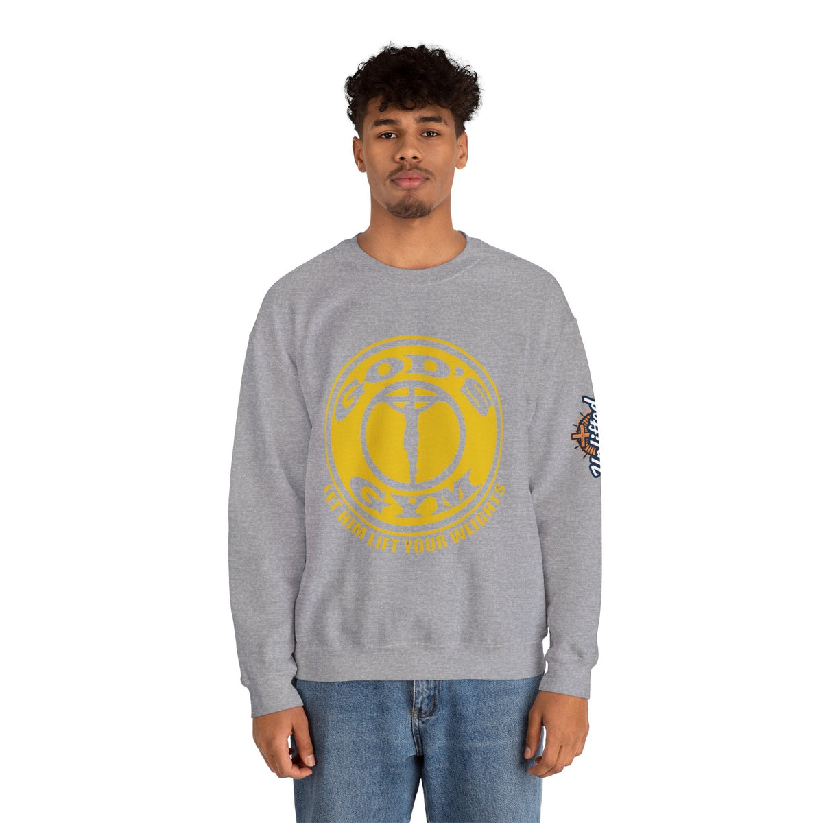 God's Gym Sweatshirt — "Let Him Lift Your Weights" Christian Fitness Sweatshirt Printify