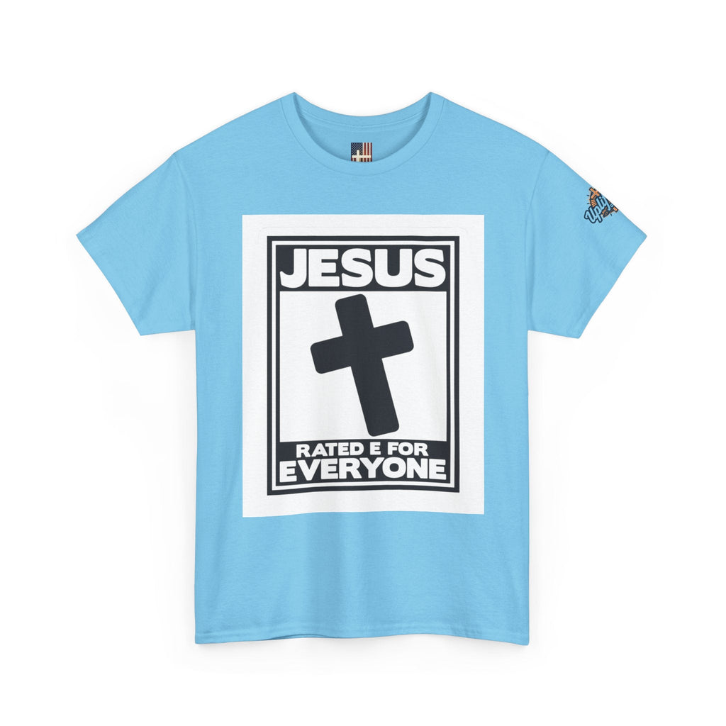 Jesus, Rated E for Everyone T-shirt - Gamer Faith T-shirt - Christian Video Game Parody Printify